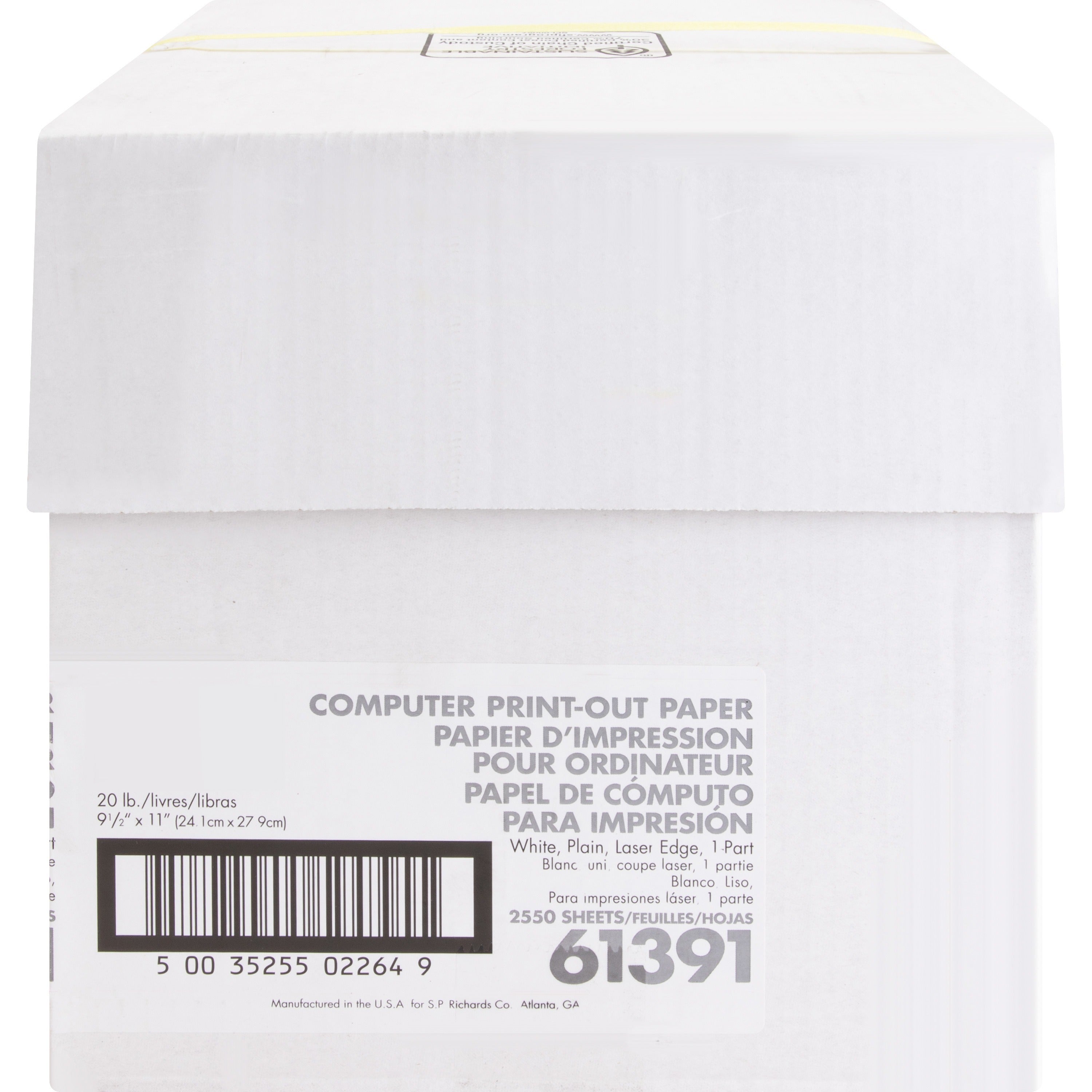 Sparco Perforated Blank Computer Paper - 8 1/2" x 11" - 20 lb Basis Weight - 2550 / Carton - Perforated - White -
