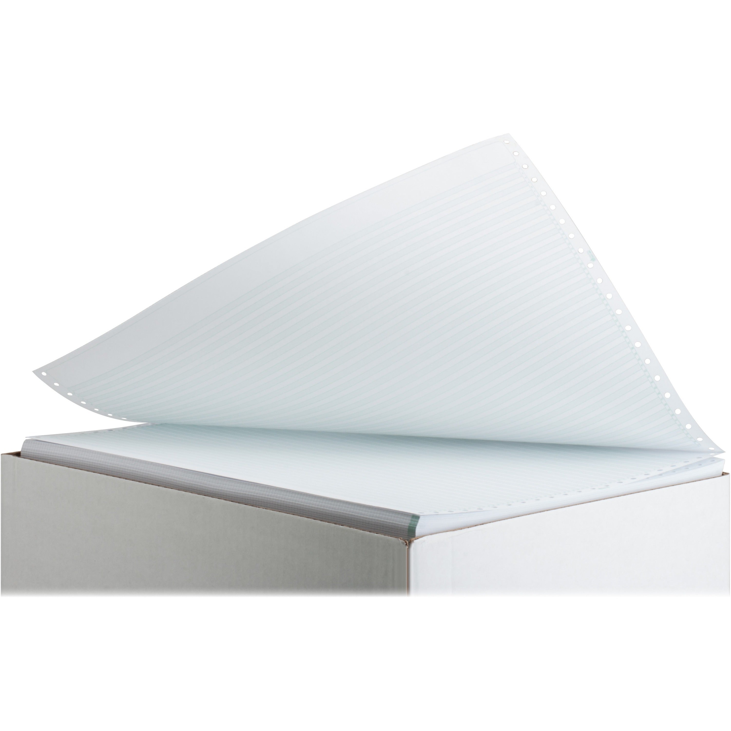 Sparco 1-part 1/6" Green Bar Computer Paper - 14 7/8" x 11" - 20 lb Basis Weight - 270 / Carton - Perforated - Green Bar -