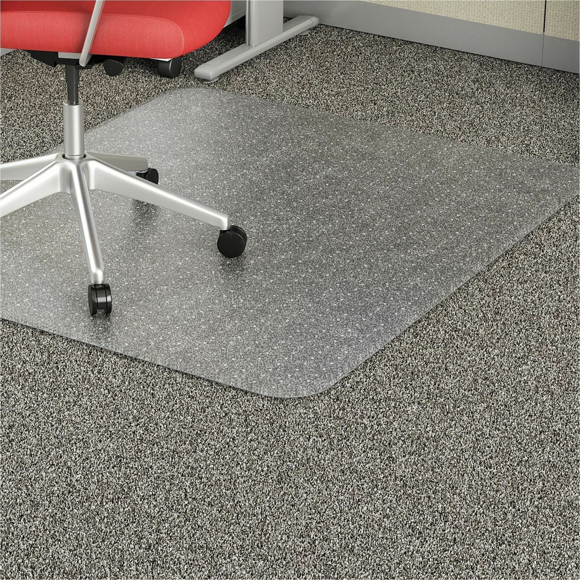 Lorell Low-Pile Economy Chairmat - Carpeted Floor - 60" Length x 46" Width x 0.095" Thickness - Rectangular - Vinyl - Clear - 1Each -