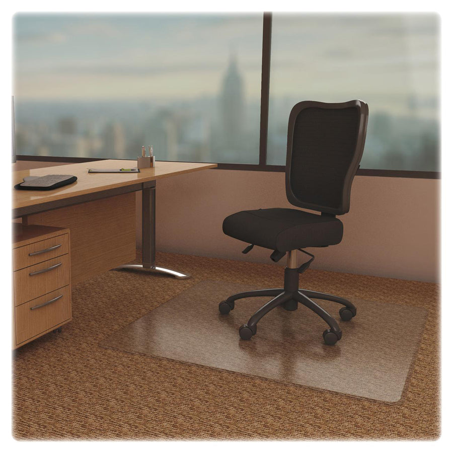 Lorell Low-Pile Economy Chairmat - Carpeted Floor - 60" Length x 46" Width x 0.095" Thickness - Rectangular - Vinyl - Clear - 1Each -