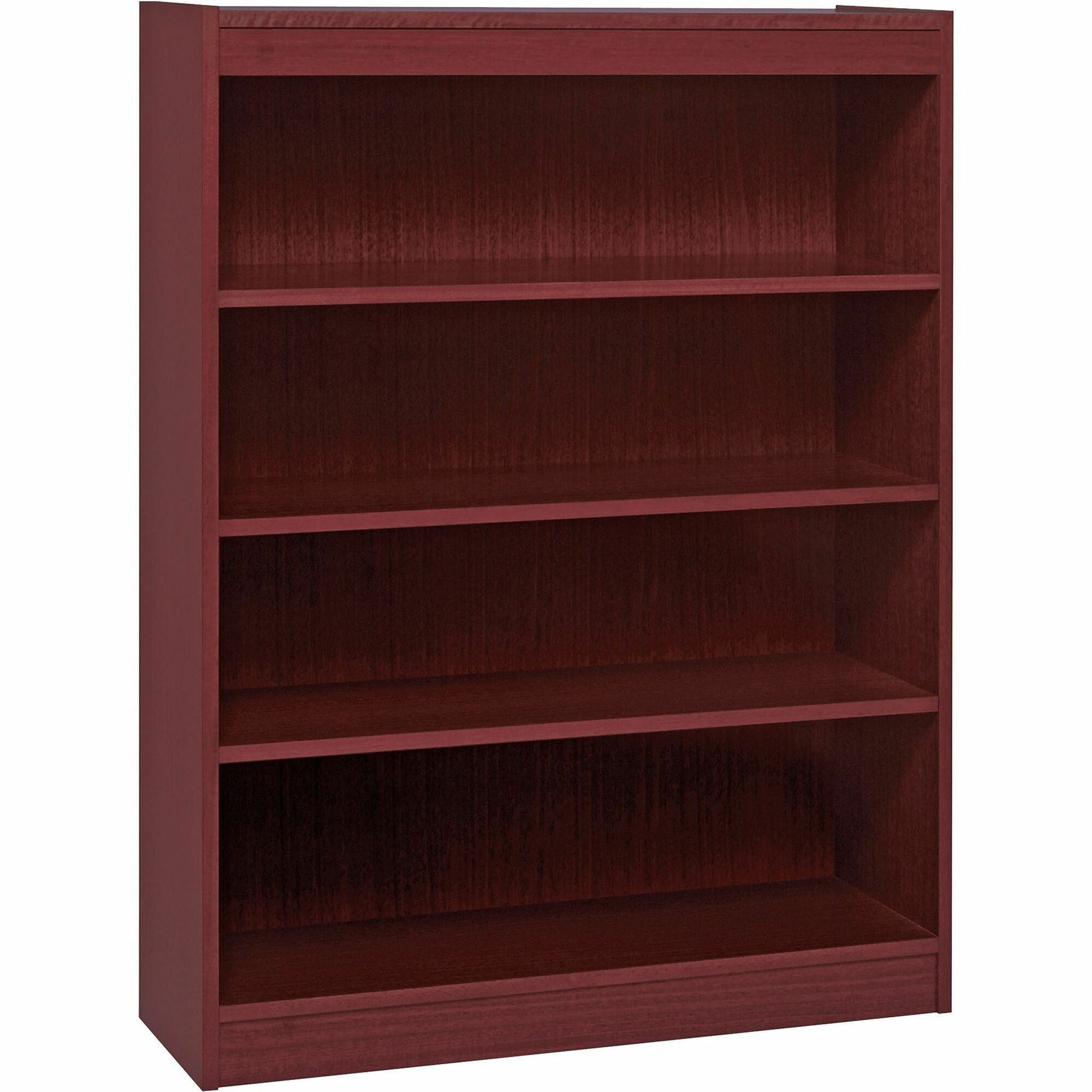 Lorell Panel End Hardwood Veneer Bookcase - 36" x 12" x 48" - 4 x Shelf(ves) - 440 lb Load Capacity - Mahogany - Laminate - Wood - Assembly Required -