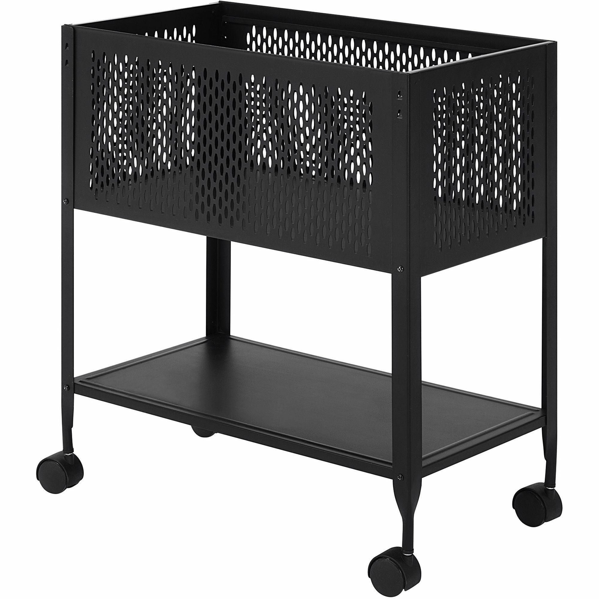 Lorell Mesh Rolling File - 4 Casters - Steel - x 13.3" Width x 24.2" Depth x 27.7" Height - Black - 1 Each - 1