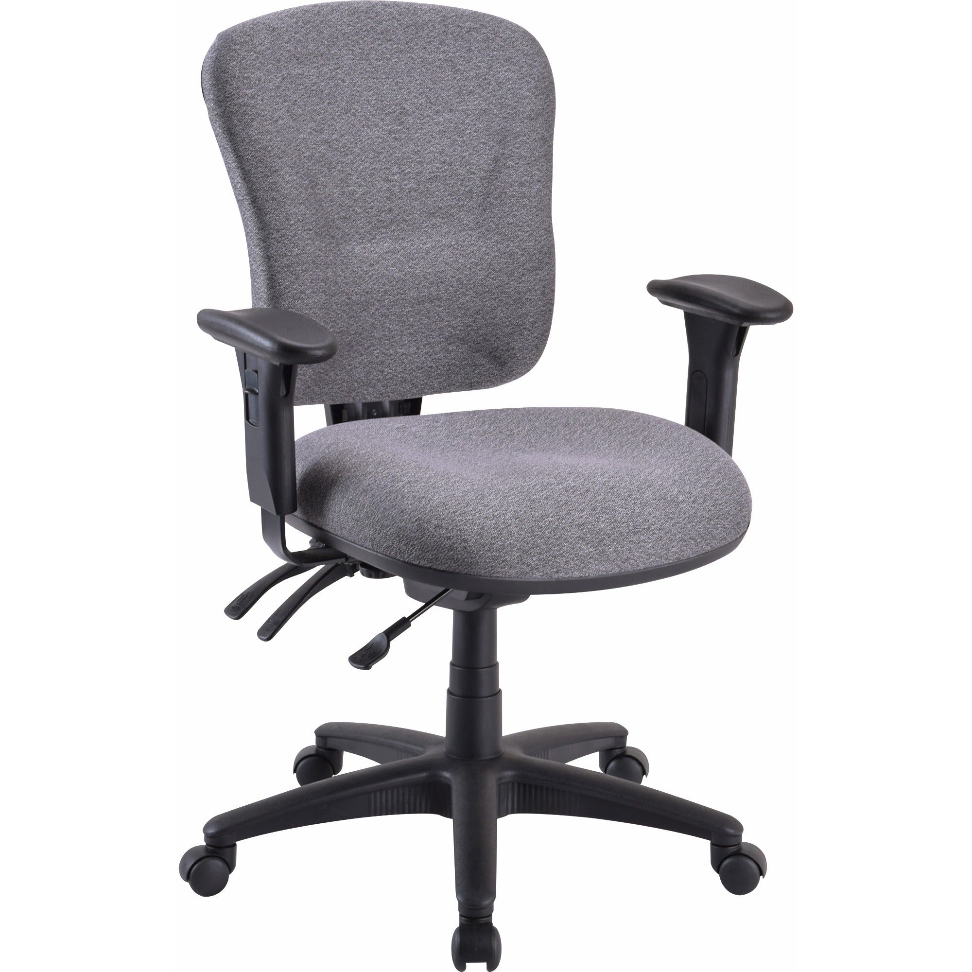 Lorell Accord Series Mid-Back Task Chair - Gray Polyester Seat - Black Frame - 1 Each -