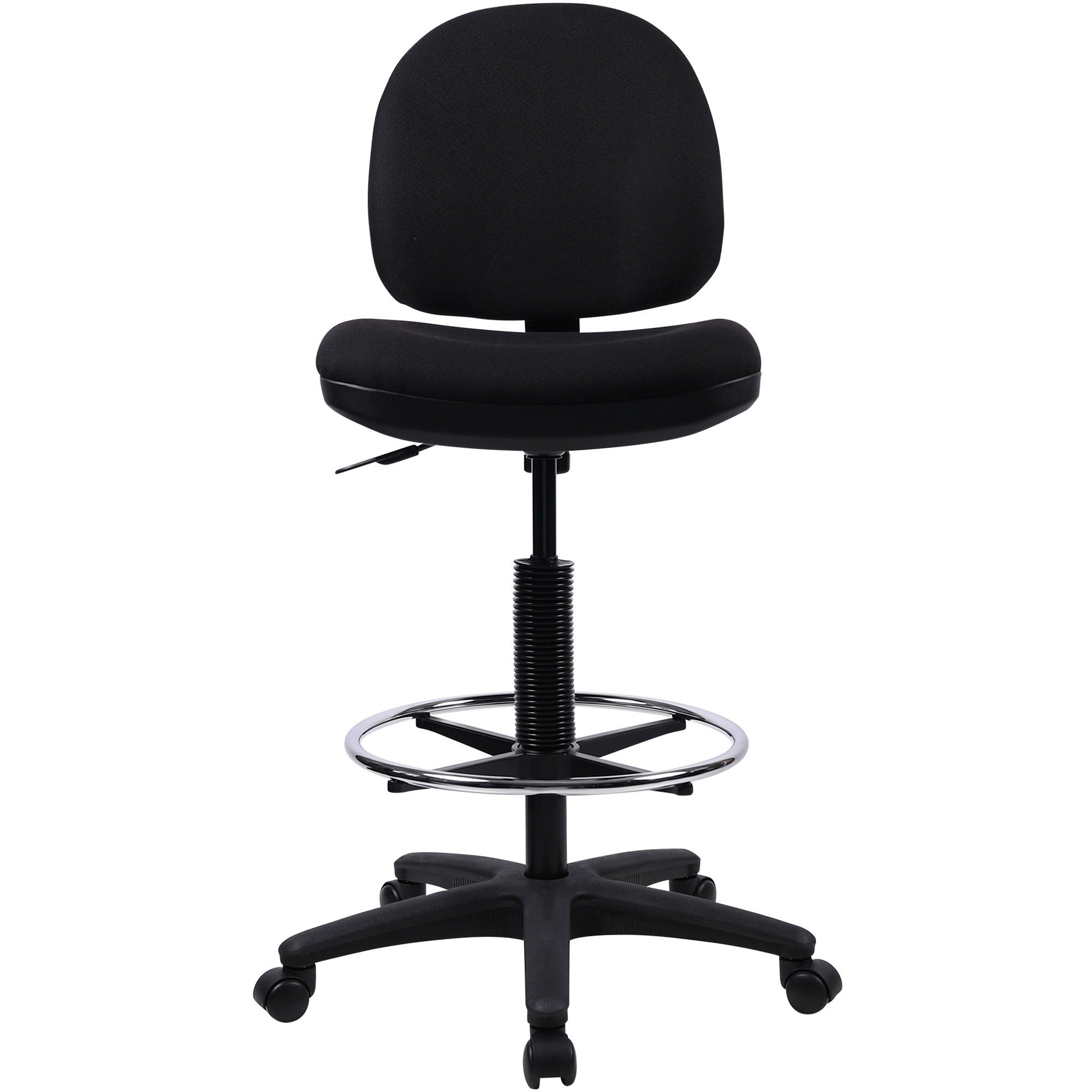 Lorell Millenia Series Adjustable Task Stool with Back - Black Seat - Black - 1 Each -