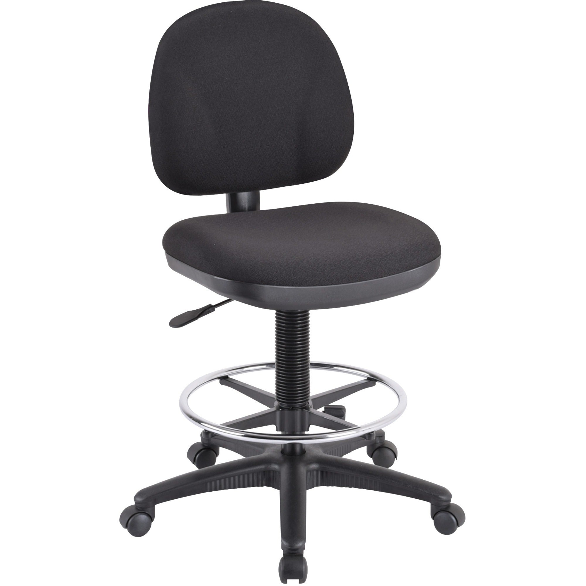 Lorell Millenia Series Adjustable Task Stool with Back - Black Seat - Black - 1 Each -
