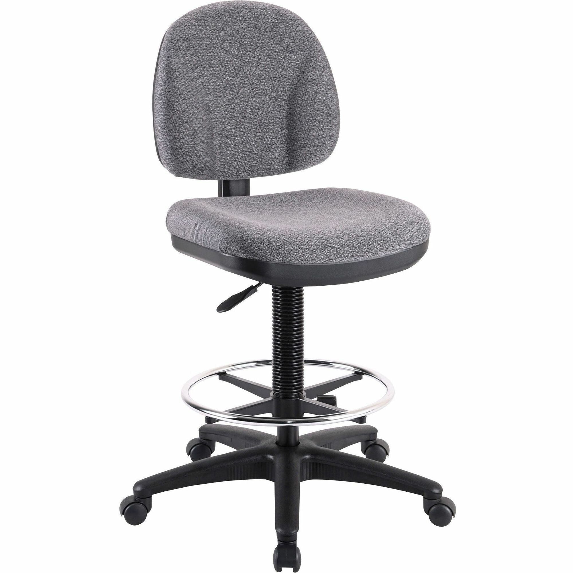 Lorell Millenia Series Adjustable Task Stool with Back - Gray Seat - Gray - 1 Each -