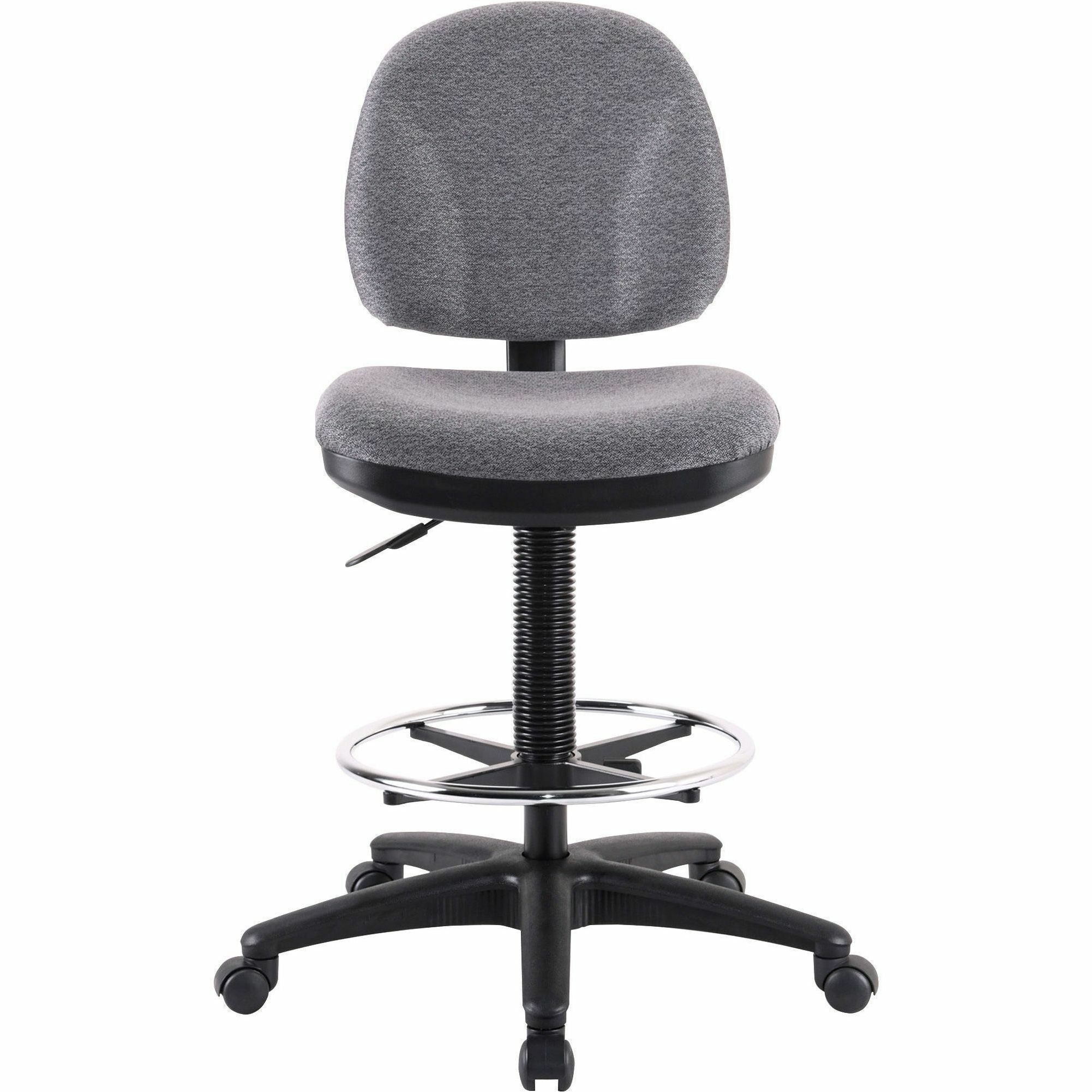 Lorell Millenia Series Adjustable Task Stool with Back - Gray Seat - Gray - 1 Each -