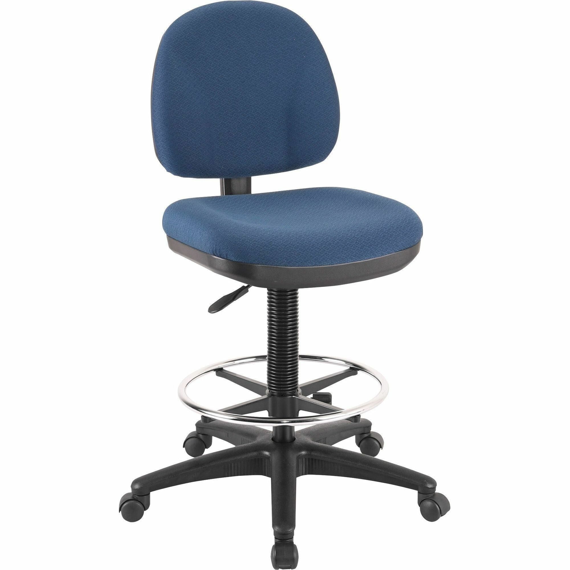Lorell Millenia Series Adjustable Task Stool with Back - Blue Seat - Blue - 1 Each -