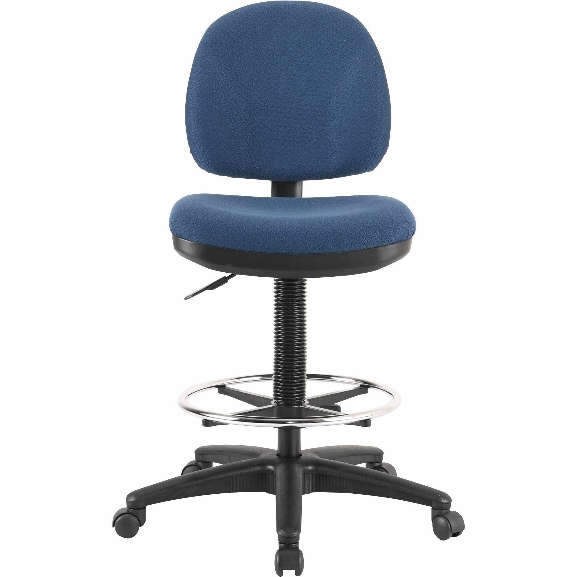 Lorell Millenia Series Adjustable Task Stool with Back - Blue Seat - Blue - 1 Each -