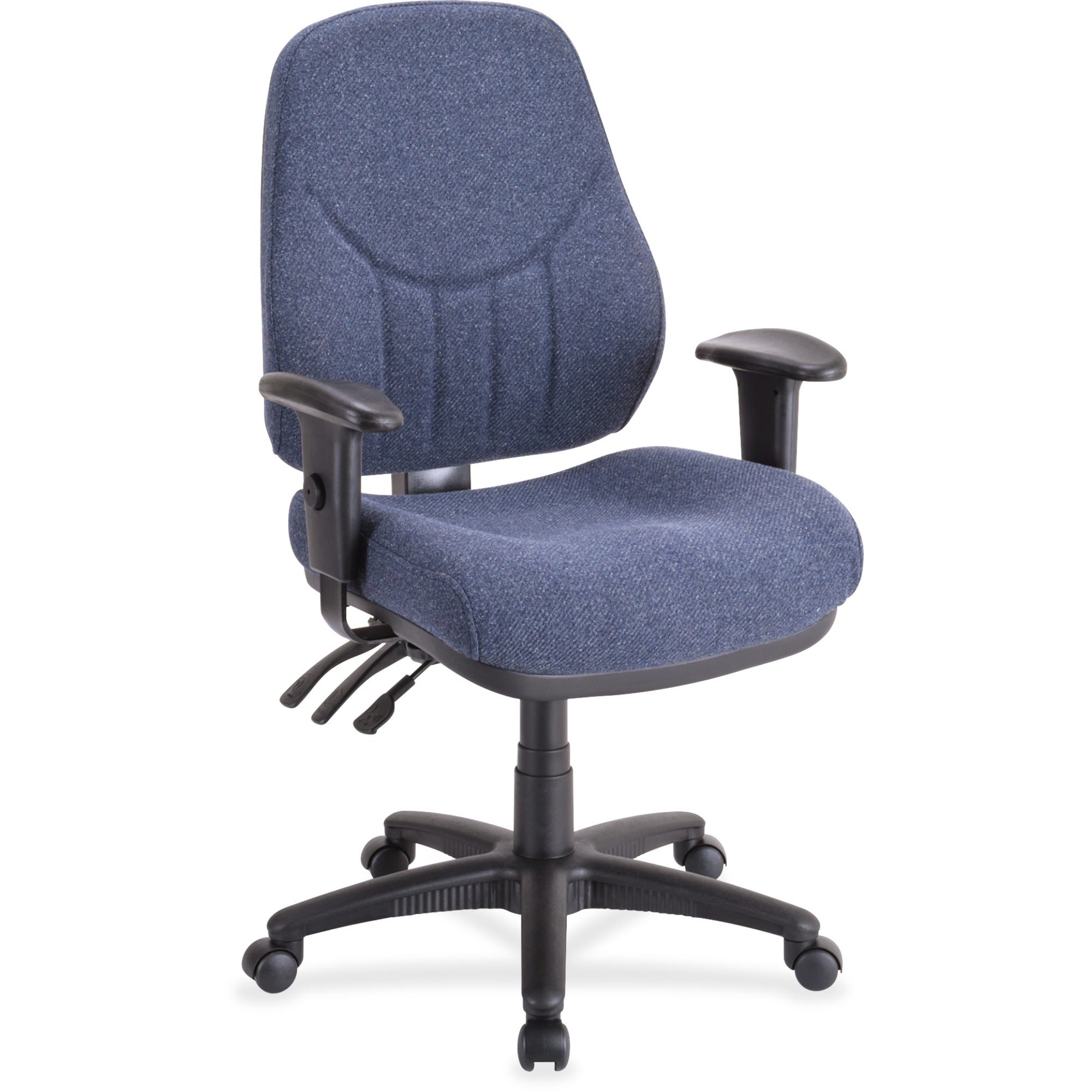Lorell Bailey High-Back Multi-Task Chair - Blue Acrylic Seat - Black Frame - 1 Each -