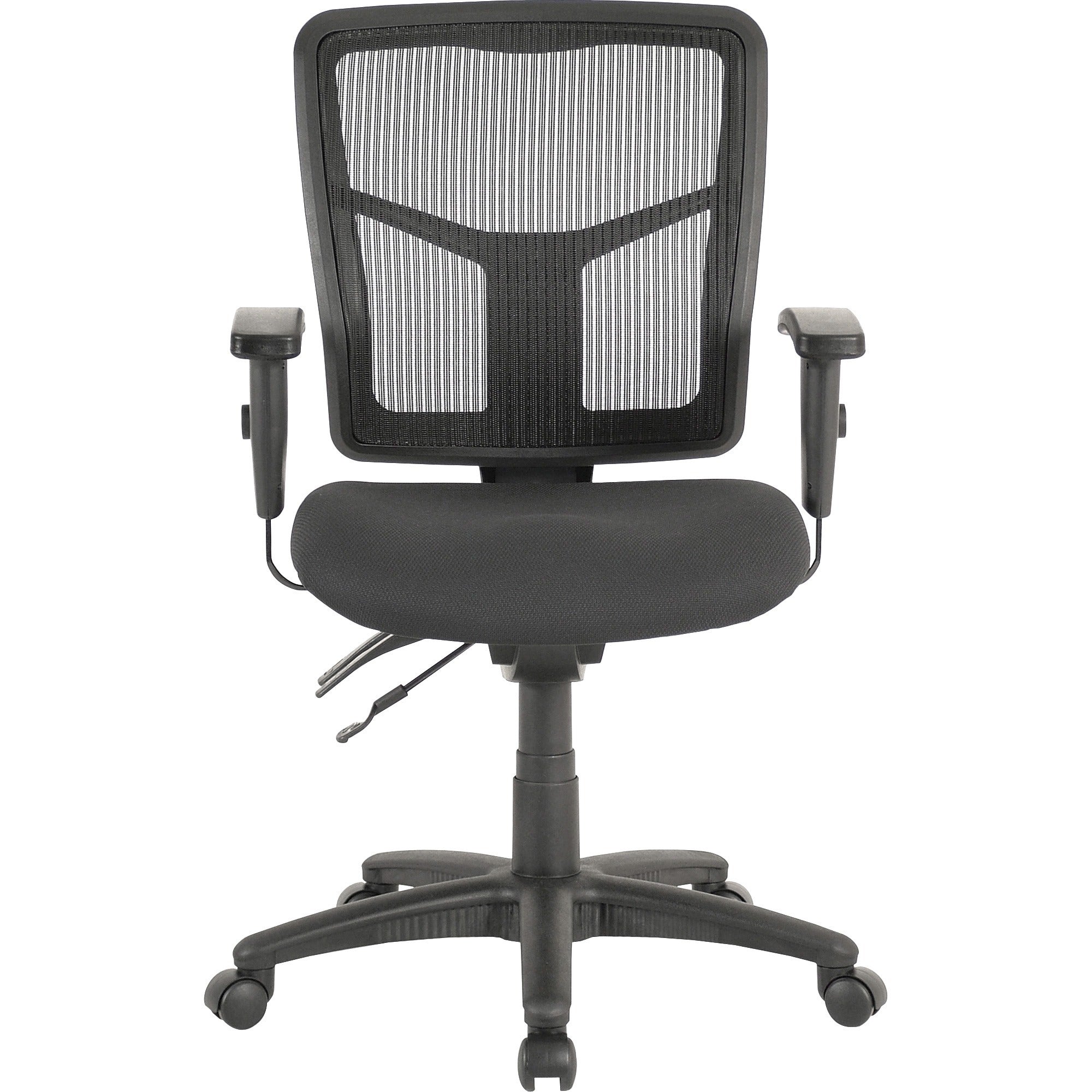 Lorell ErgoMesh Series Managerial Mesh Mid-Back Chair - Black Fabric Seat - Black Back - Black Frame - Mid Back - 5-star Base - 1 Each -