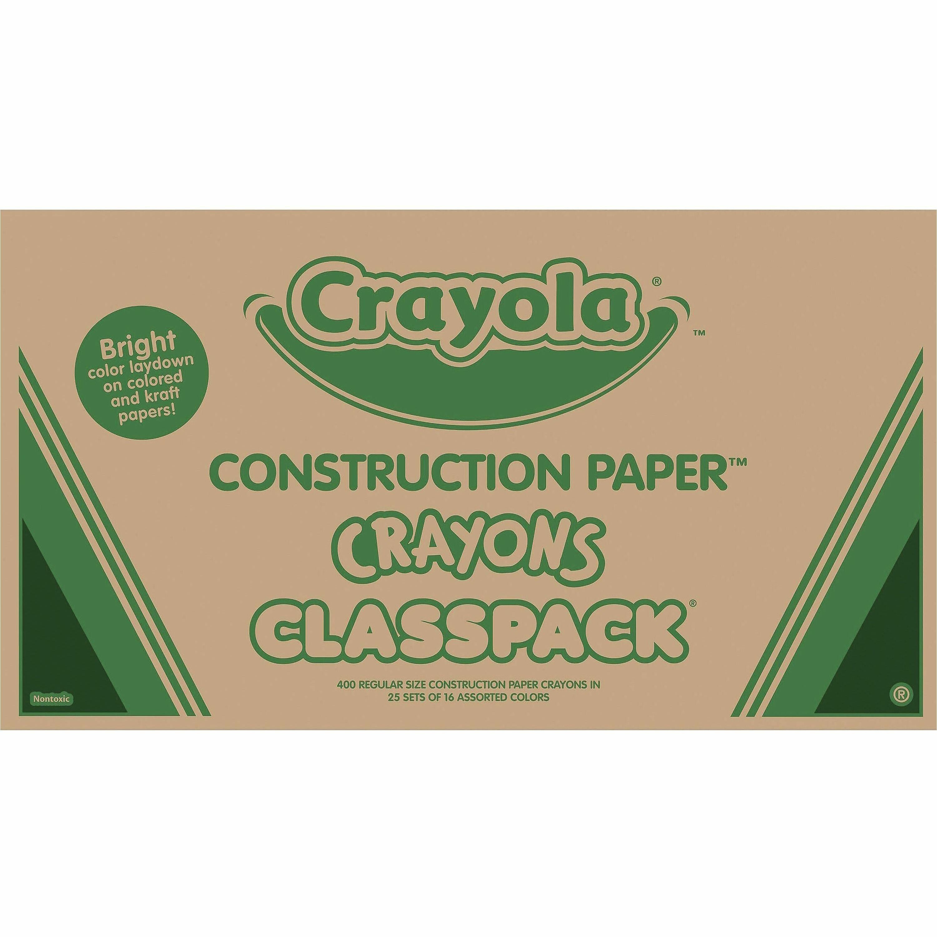 Crayola 16-Color Construction Paper Crayon Classpack - Classroom - 400 / Box - Multicolor -