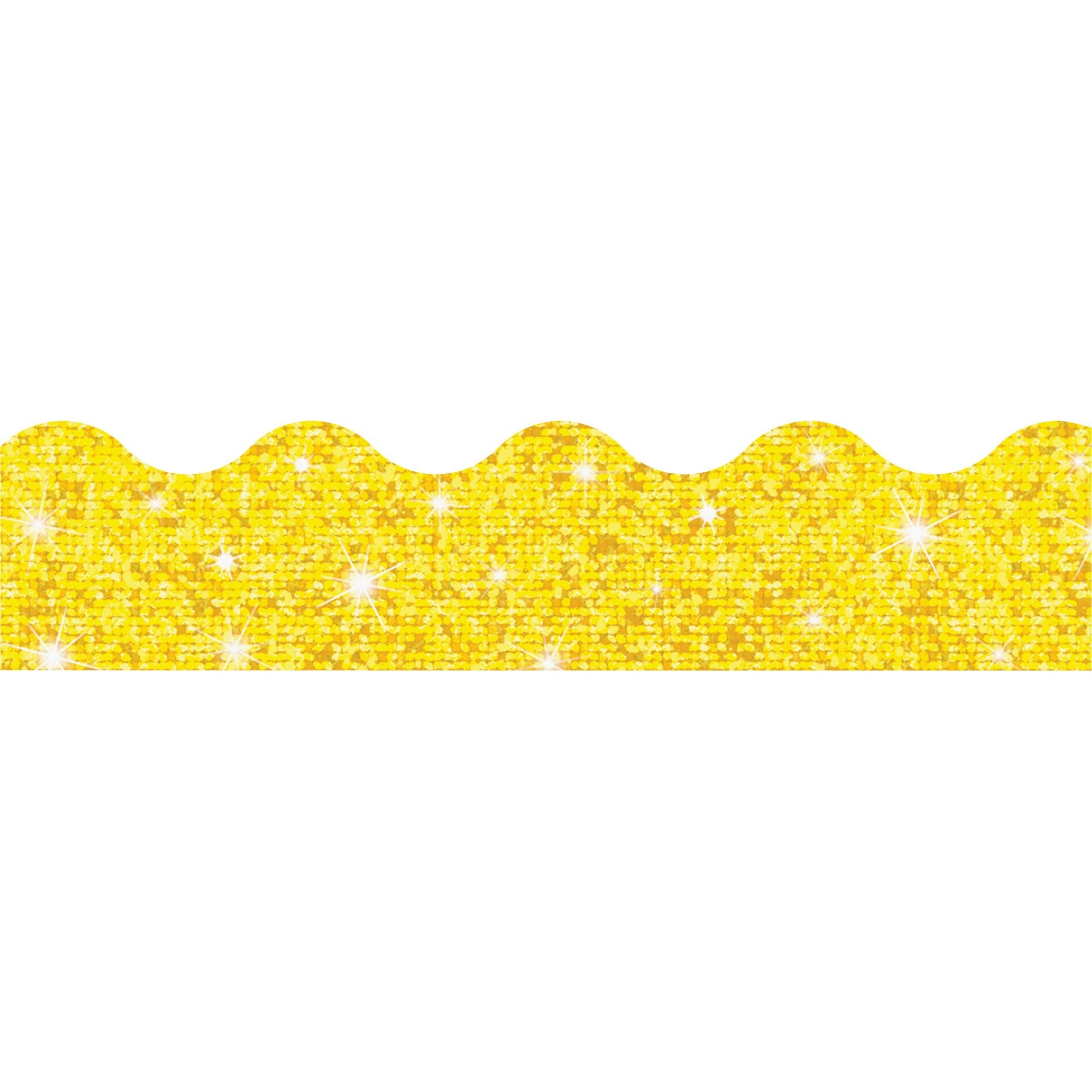 Trend Sparkle Board Trimmers - Rectangle Topped With Waves Shape - Pin-up - Reusable, Precut - 0.10" Height x 2.25" Width x 390" Length - Yellow - Paper - 1 / Each -