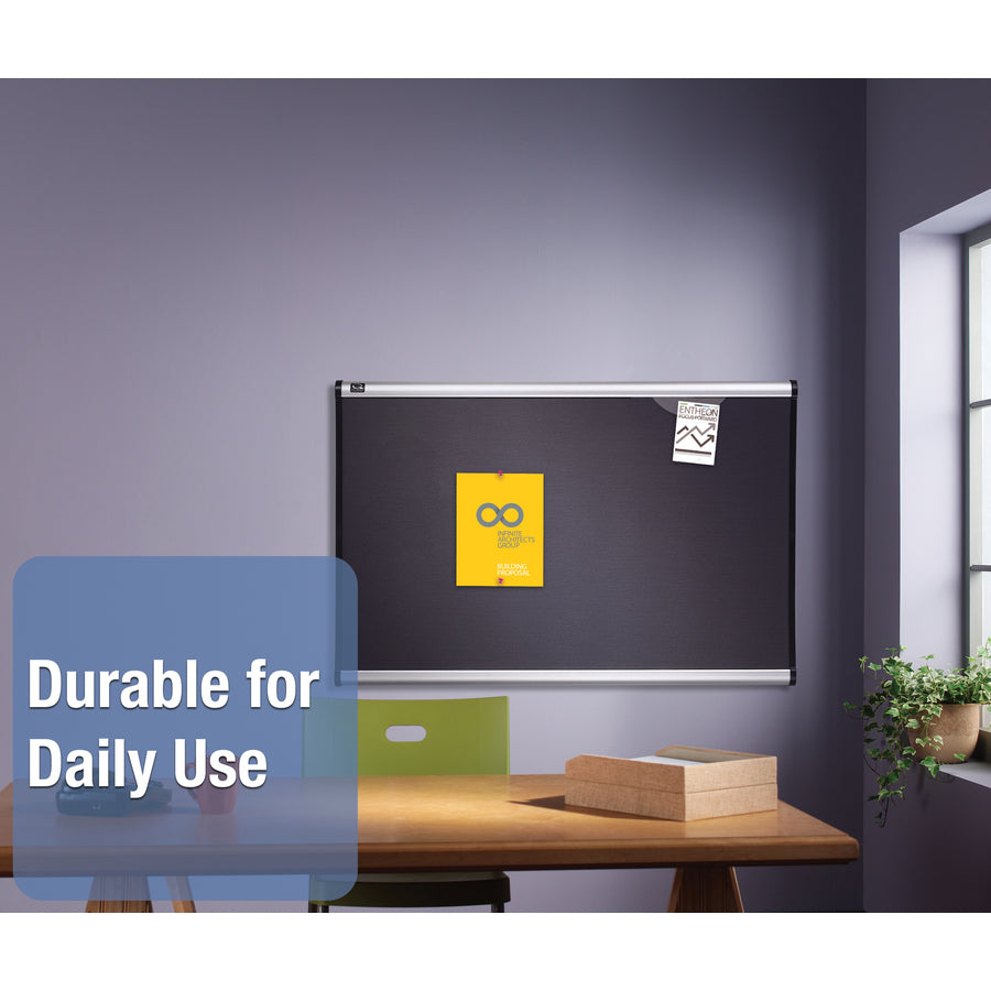 Quartet Prestige Diamond Mesh Bulletin Board - 36" Height x 48" Width - Gray Fabric Surface - Self-healing, Fade Resistant - Silver Aluminum Frame - 1 Each -