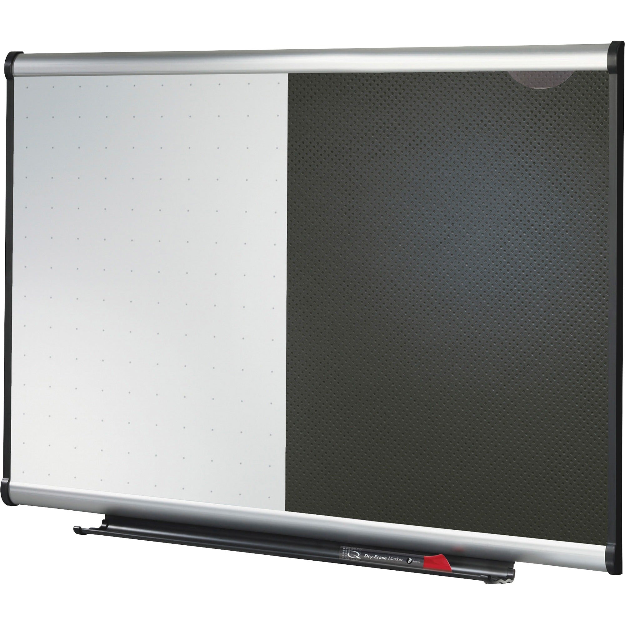 quartet-prestige-combination-board-36-3-ft-width-x-24-2-ft-height-black-foam-surface-silver-aluminum-frame-horizontal-1-each_qrtbte643a - 2