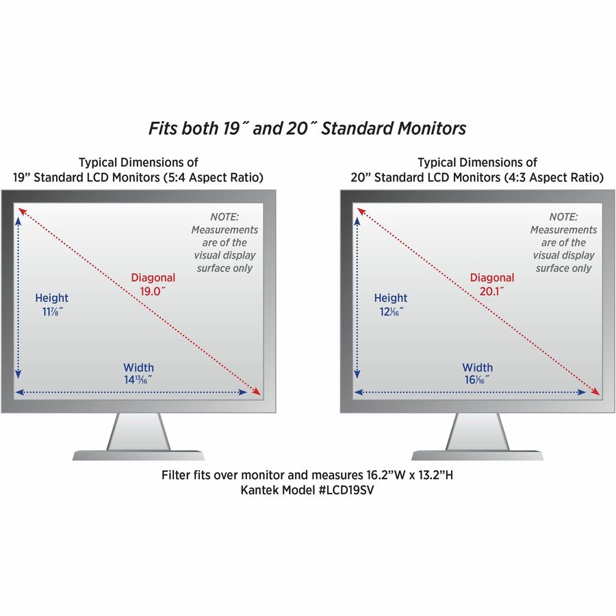Kantek LCD Privacy Filter Clear - For 20"LCD Monitor - Scratch Resistant - Anti-glare - 1 Pack - 3
