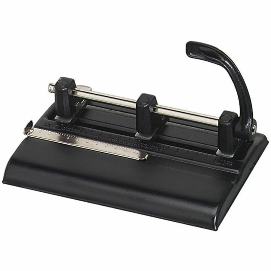 Master 1325B Hole Punch - 3 Punch Head(s) - 40 Sheet of 20lb Paper - 9/32" Punch Size - Round Shape - Black -