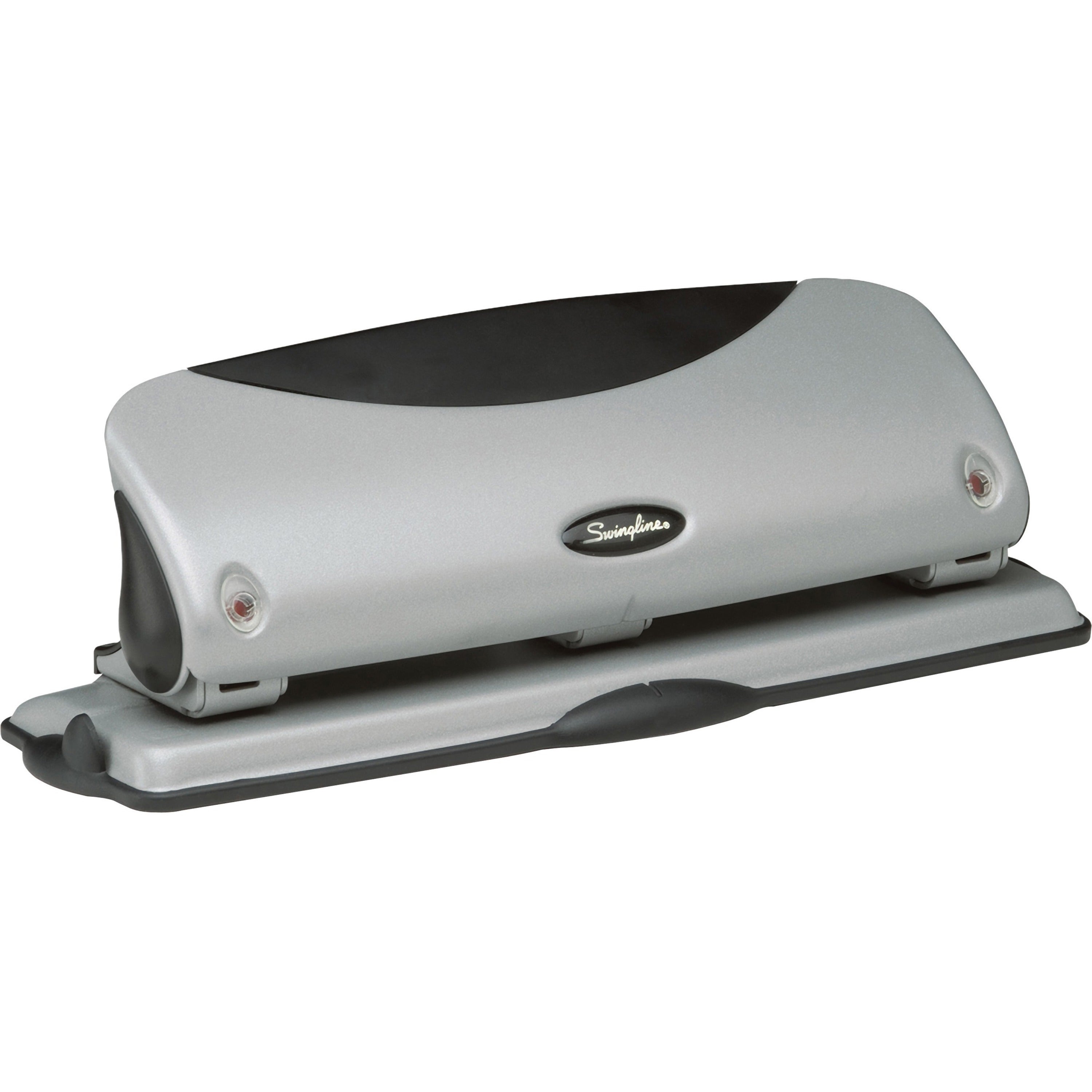 Swingline EasyView Desktop Punch - 3 Punch Head(s) - 12 Sheet - 9/32" Punch Size - Black, Silver -
