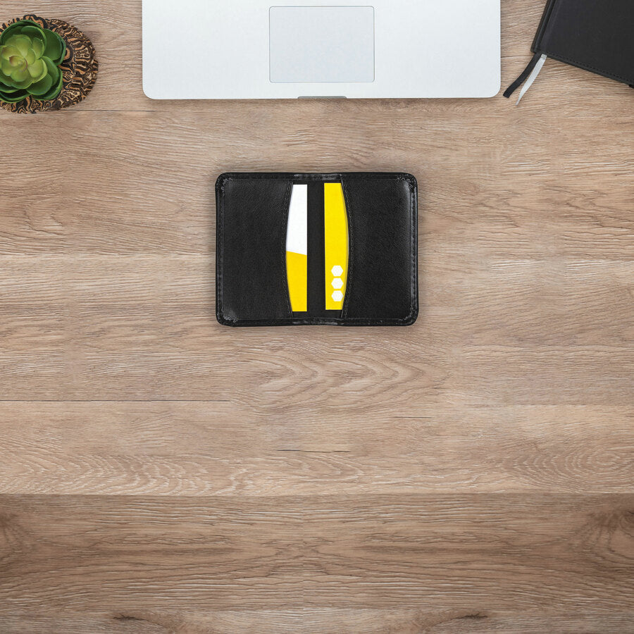 Samsill Regal Carrying Case (Wallet) Business Card - Black - Leather, Genuine Cowhide Leather Body - 1 Each -