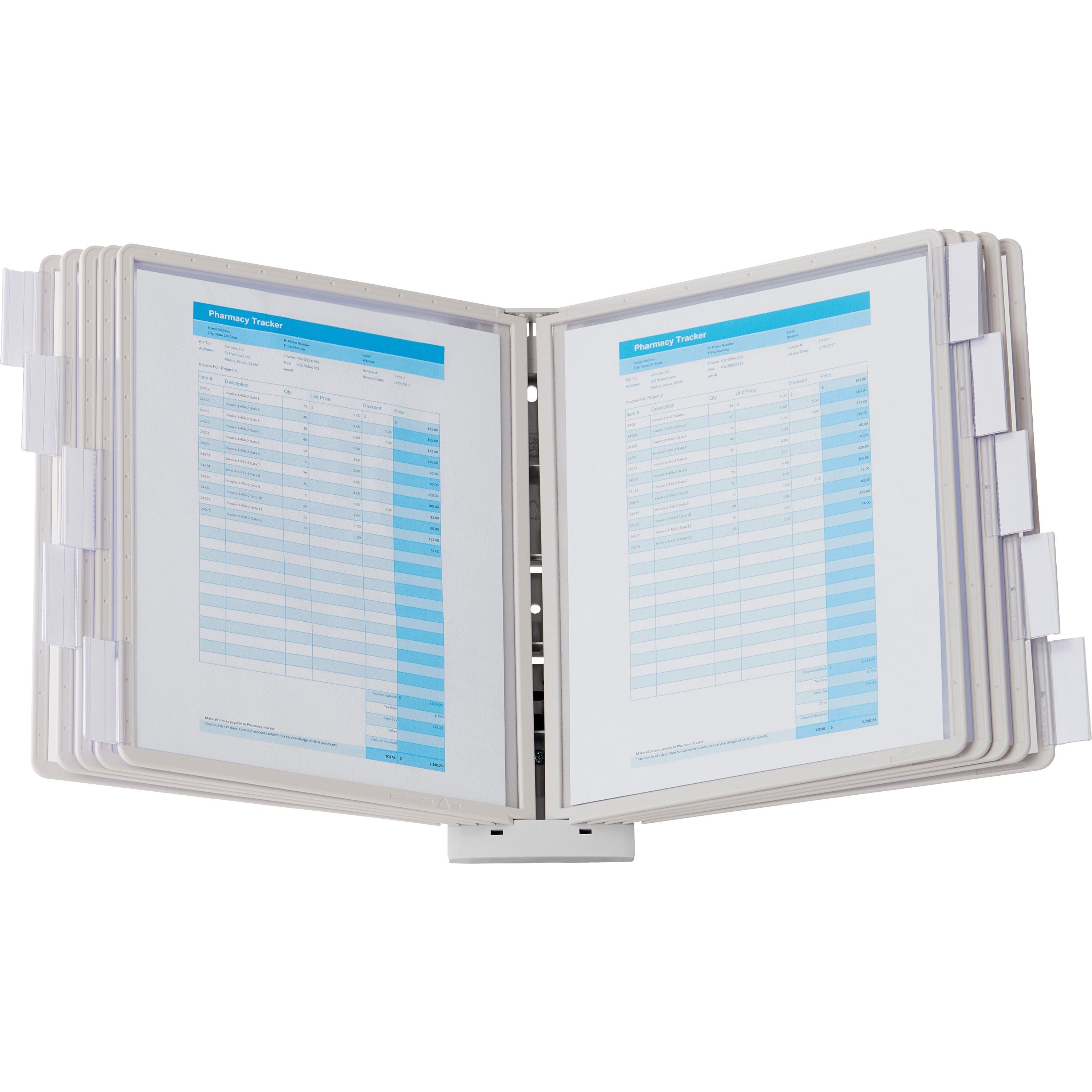 durable-sherpa-wall-mounted-reference-display-system-wall-mountable-10-double-sided-panels-letter-size-anti-reflective-non-glare-gray_dbl554110 - 1