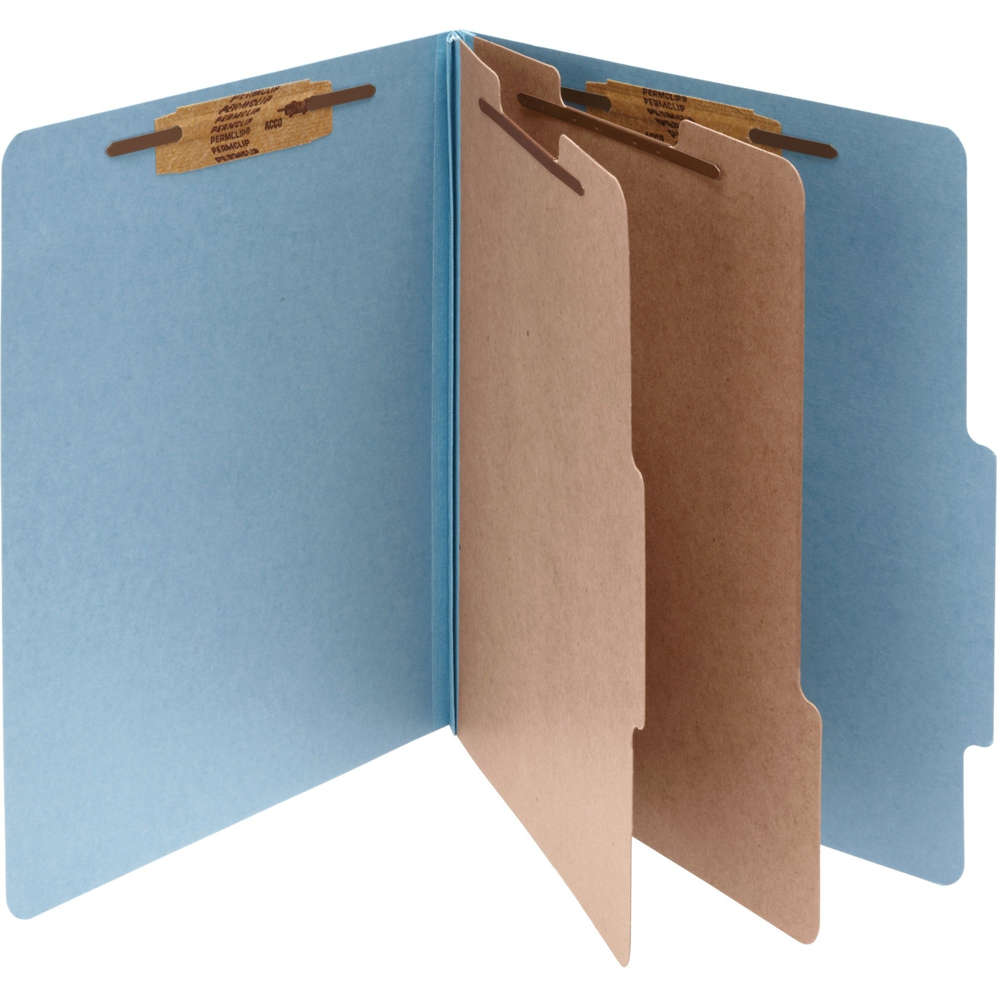 ACCO Legal Classification Folder - 3" Folder Capacity - 8 1/2" x 14" - 6 Fastener(s) - 1" Fastener Capacity for Folder - 2 Divider(s) - Pressboard, Tyvek - Sky Blue - 10 / Box -