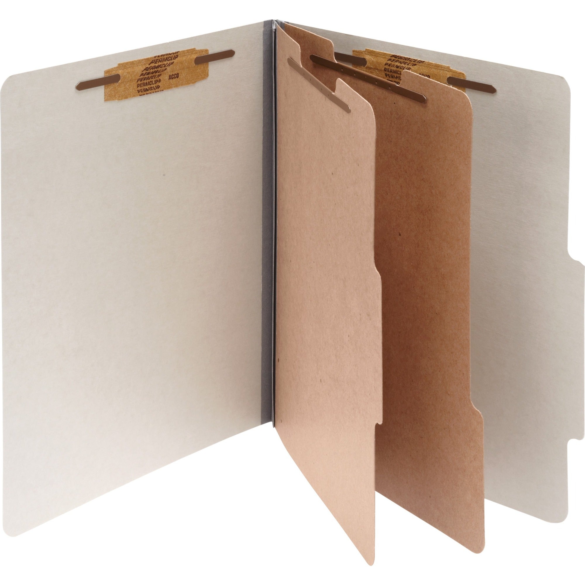 ACCO Legal Classification Folder - 3" Folder Capacity - 8 1/2" x 14" - 6 Fastener(s) - Folder - 2 Divider(s) - Pressboard, Tyvek - Mist Gray - 10 / Box -
