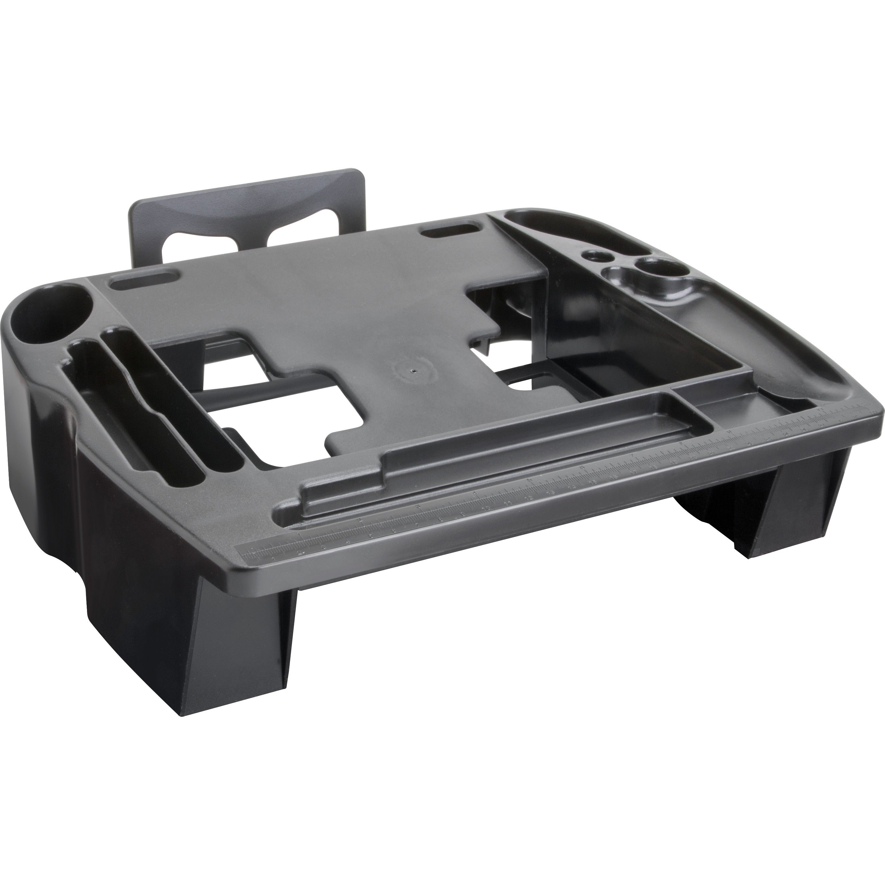 Compucessory Telephone Stand/Organizer - 5" Height x 11.5" Width x 9.5" DepthDesktop - Non-skid Base, Cable Management - Black - Plastic - 1 Each -