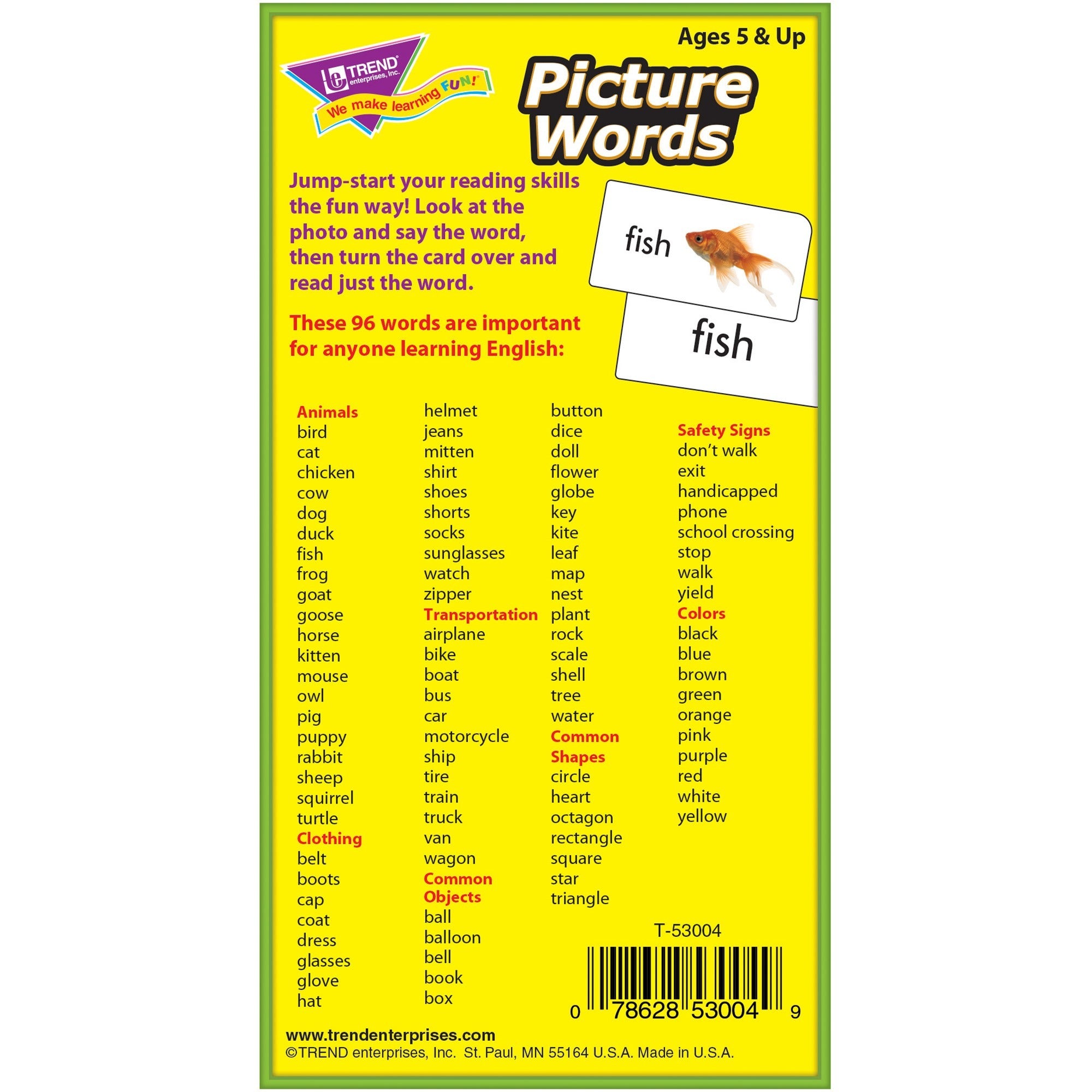 Trend Picture Words Flash Cards - Educational - 1 Each -