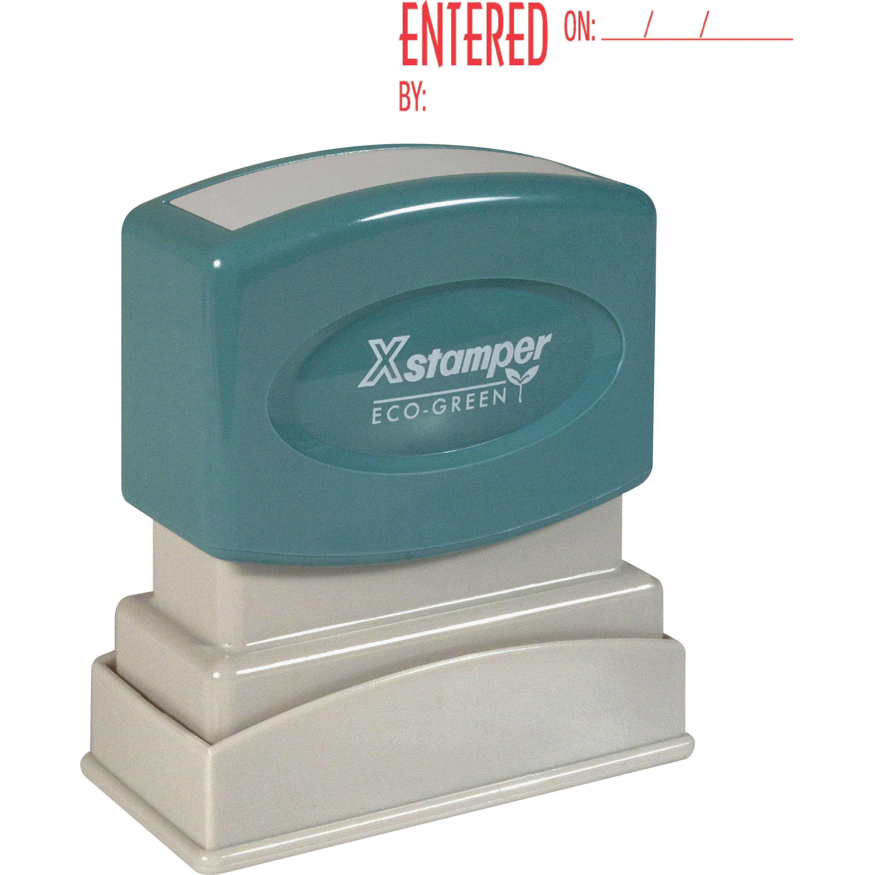 Xstamper Red Ink ENTERED Title Stamp - Message Stamp - "ENTERED" - 0.50" Impression Width x 1.62" Impression Length - 100000 Impression(s) - Red - Recycled - 1 Each -