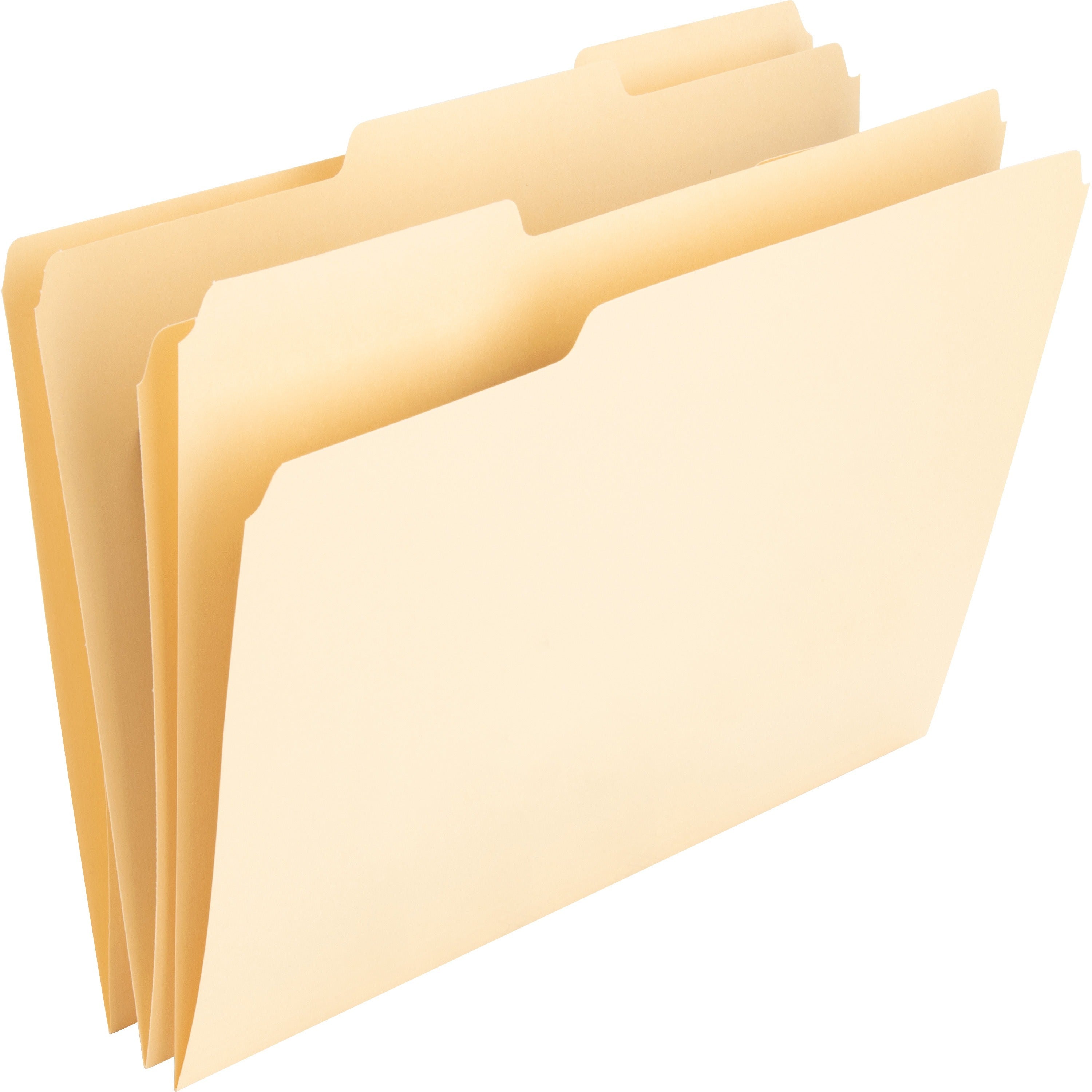 Nature Saver 1/3 Tab Cut Letter Recycled Top Tab File Folder - 8 1/2" x 11" - 3/4" Expansion - Top Tab Location - Assorted Position Tab Position - Manila - Manila - 100% Recycled - 100 / Box -