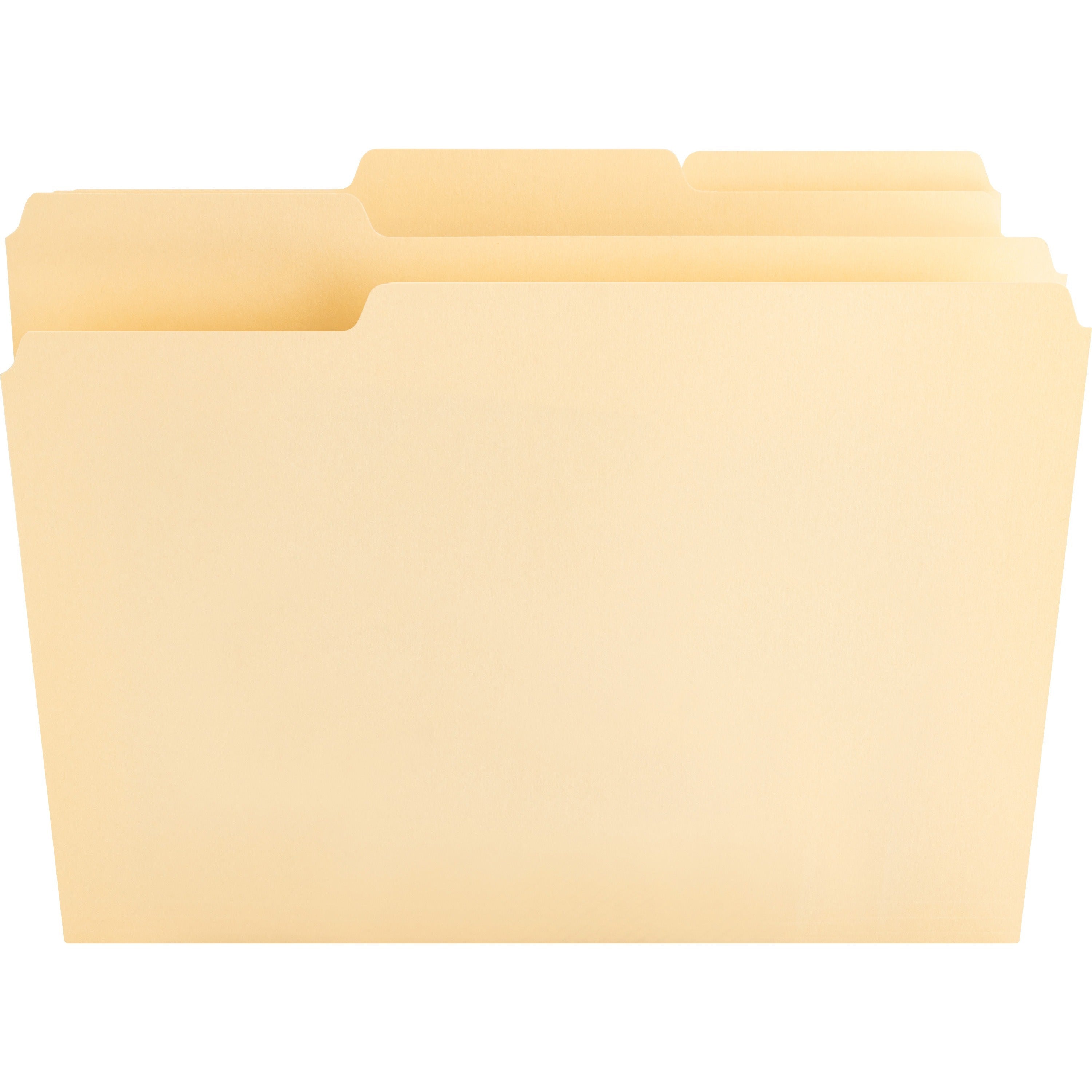 Nature Saver 1/3 Tab Cut Letter Recycled Top Tab File Folder - 8 1/2" x 11" - 3/4" Expansion - Top Tab Location - Assorted Position Tab Position - Manila - Manila - 100% Recycled - 100 / Box -