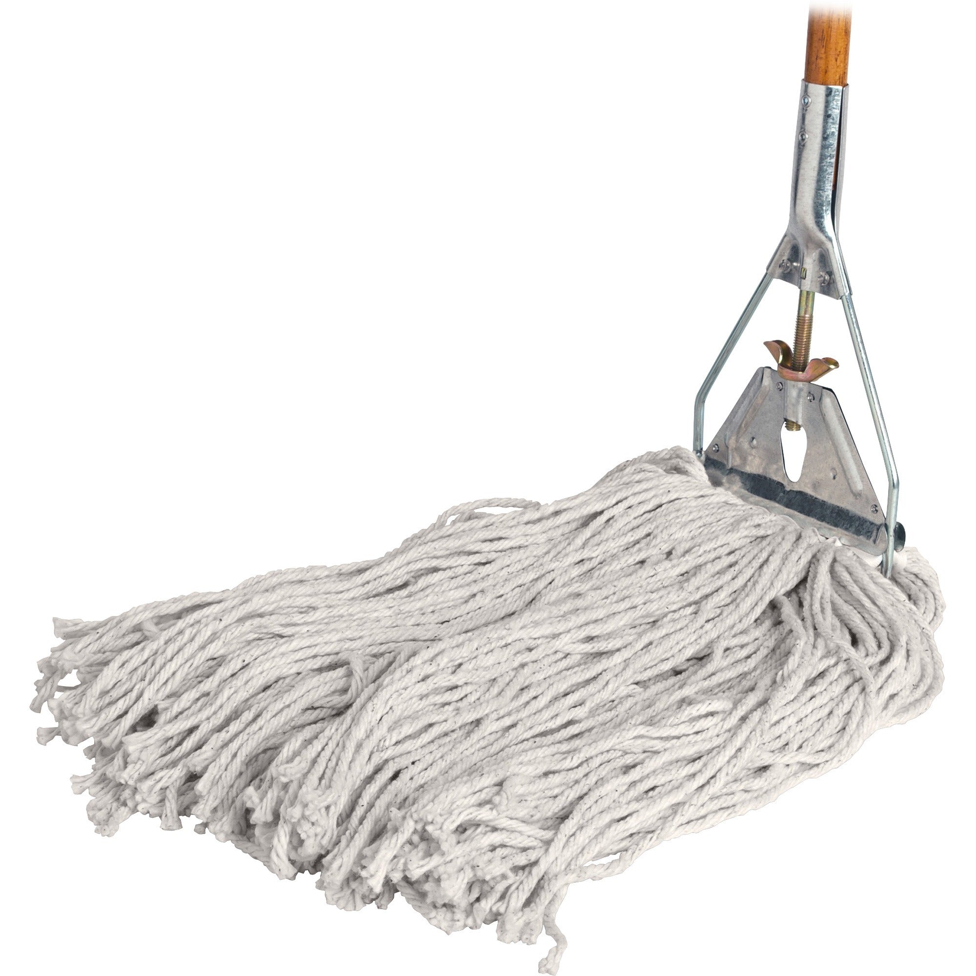 Genuine Joe Wood Handle Complete Wet Mop - 60" x 0.94" Cotton Head Wood Handle - Lightweight, Rust Resistant, Absorbent, 4-ply, Refillable - 1 Each - 1