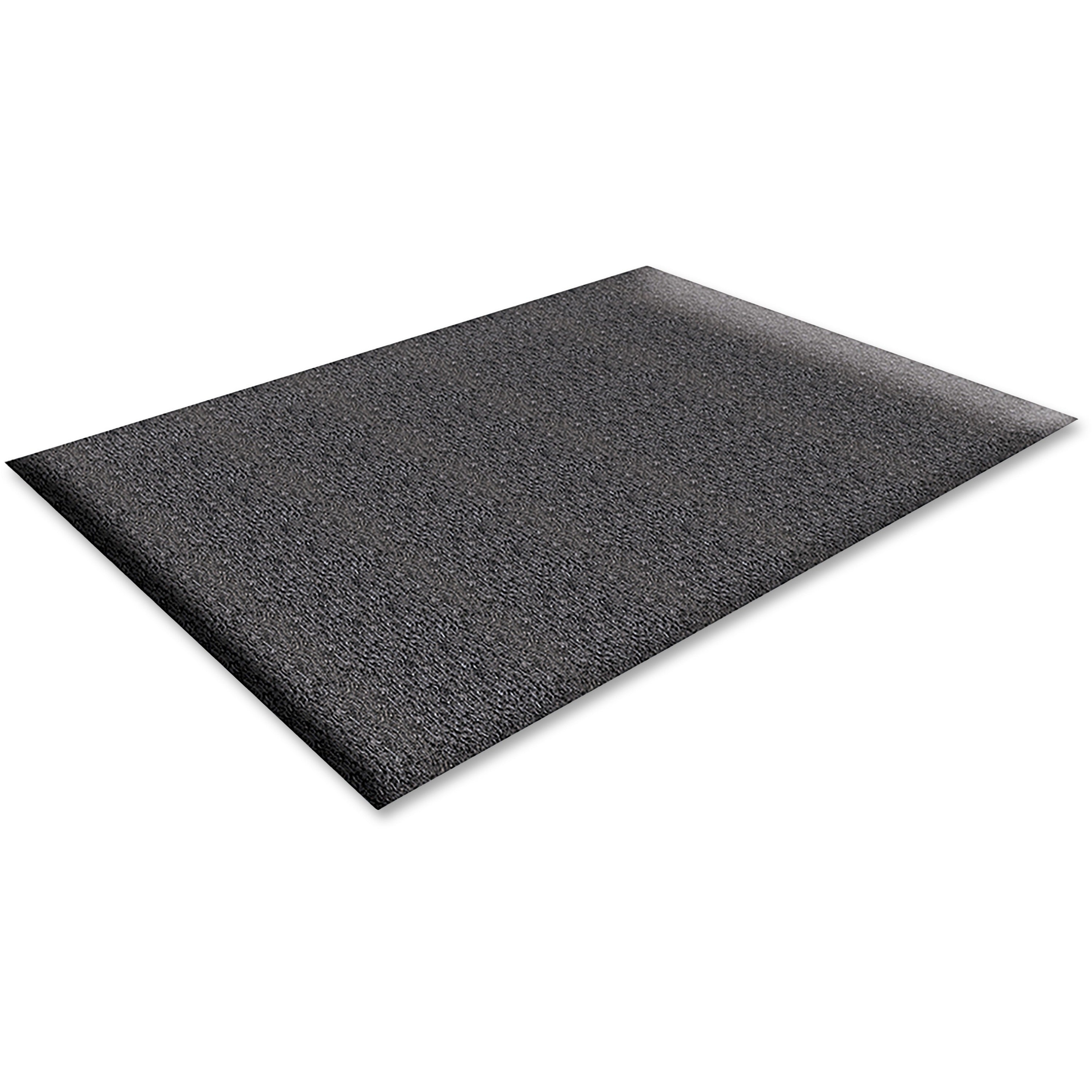 Genuine Joe Soft Step Vinyl Anti-Fatigue Mats - Warehouse - 10 ft Length x 36" Width x 0.375" Thickness - Vinyl - Black - 1Each -