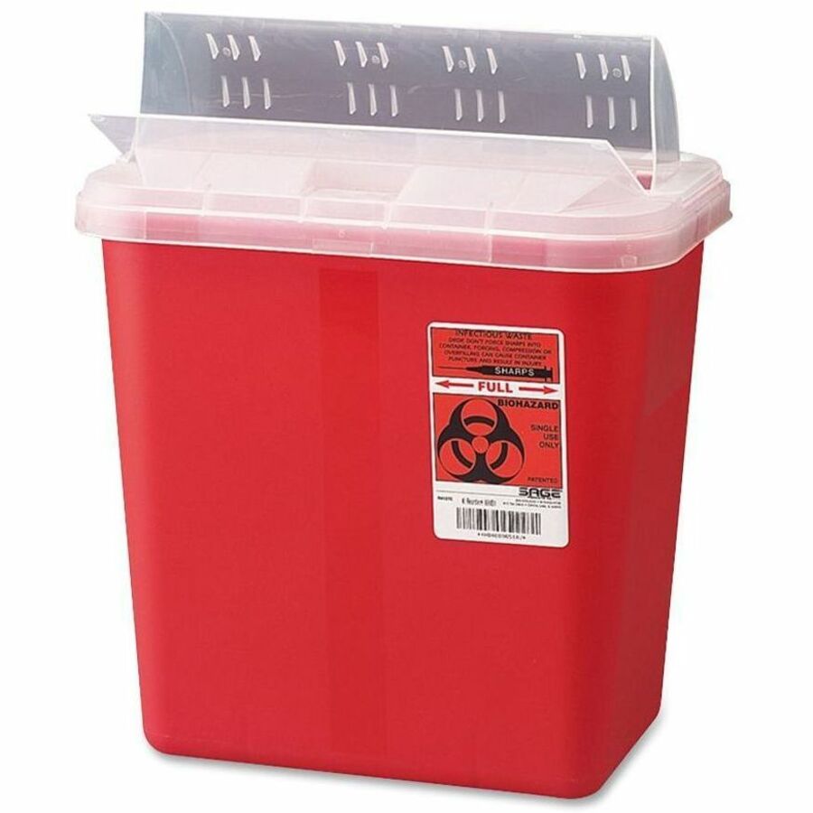 Covidien Sharps Medical Waste Container - 2 gal Capacity - 12.8" Height x 10.5" Width x 7.3" Depth - Red - 1 Each -