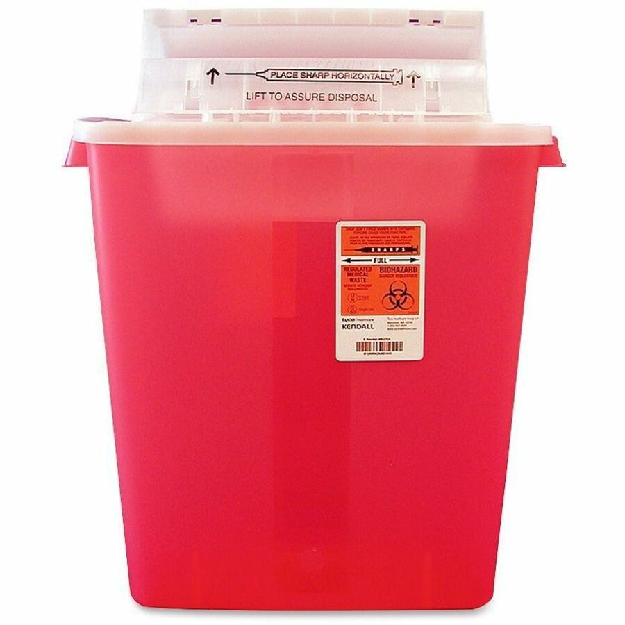 Sharpstar Covidien Transparent Containers - 3 gal Capacity - 16.5" Height x 13.8" Width x 6" Depth - Red - 1 Each -