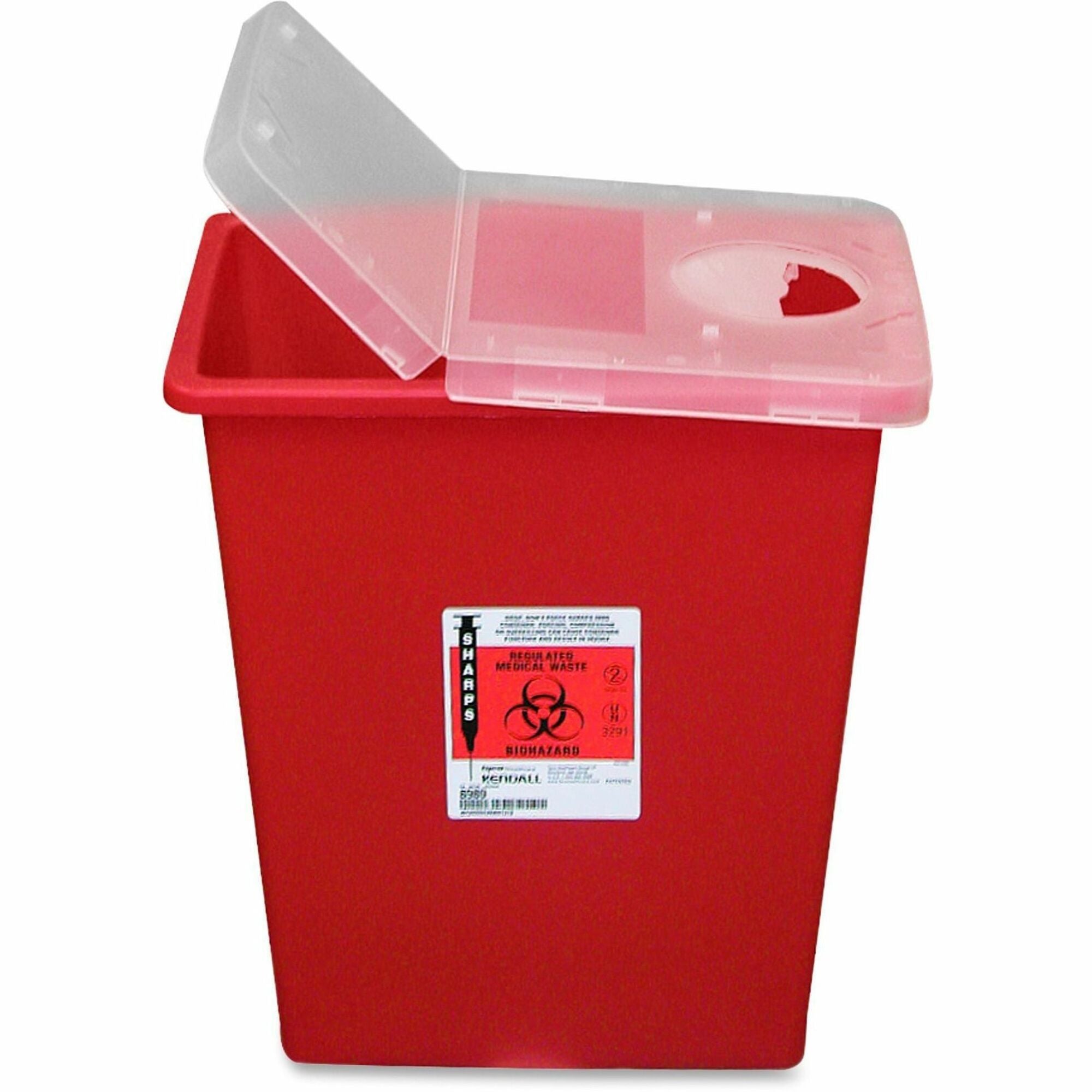 Covidien Kendall Sharps Containers with Hinged Lid - 8 gal Capacity - 17.5" Height x 15.5" Width x 11" Depth - Red - 1 Each -