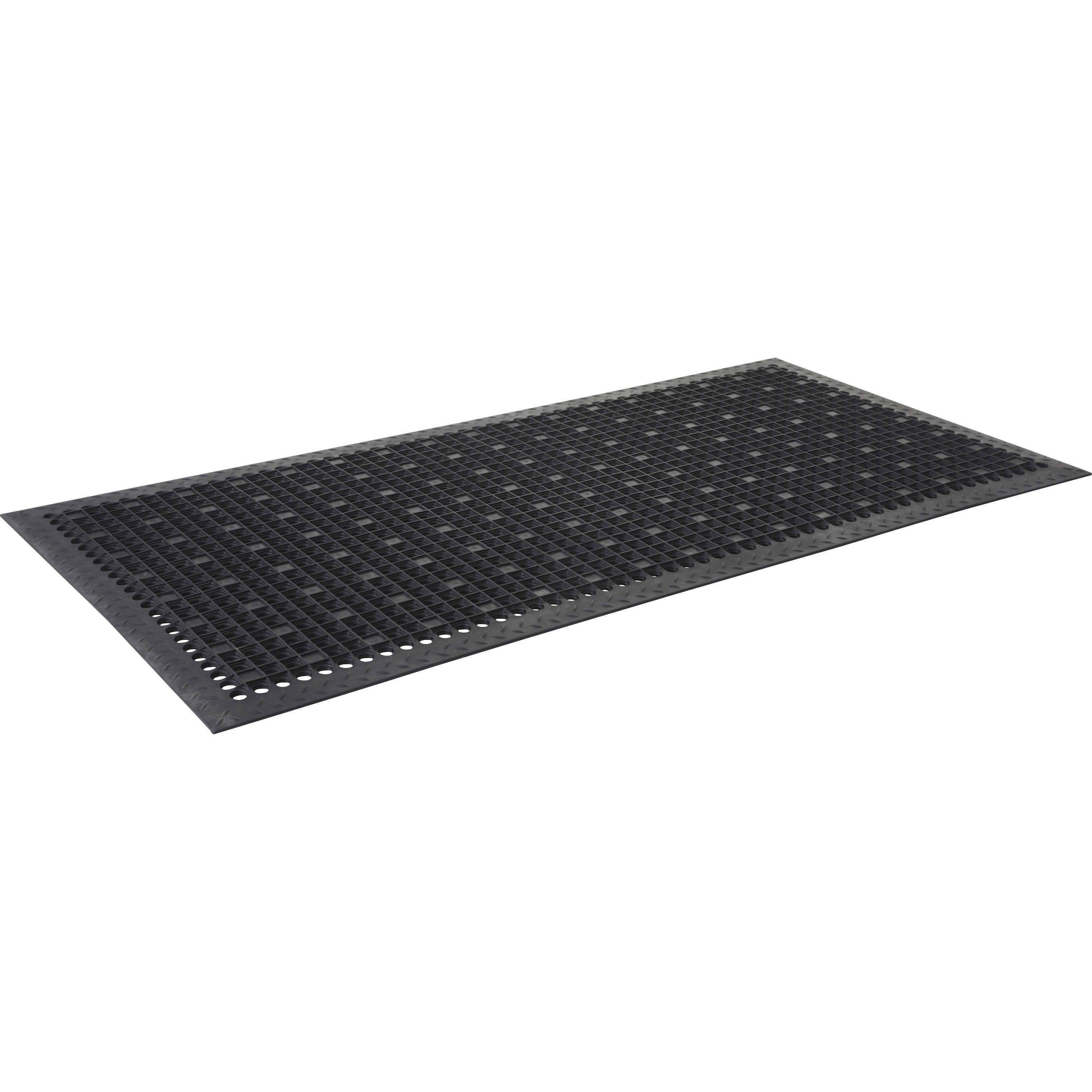 Genuine Joe Versa-Lite Anti-microbial Rubber Mat - Warehouse - 60" Length x 36" Width - Rubber - Black - 1Each -