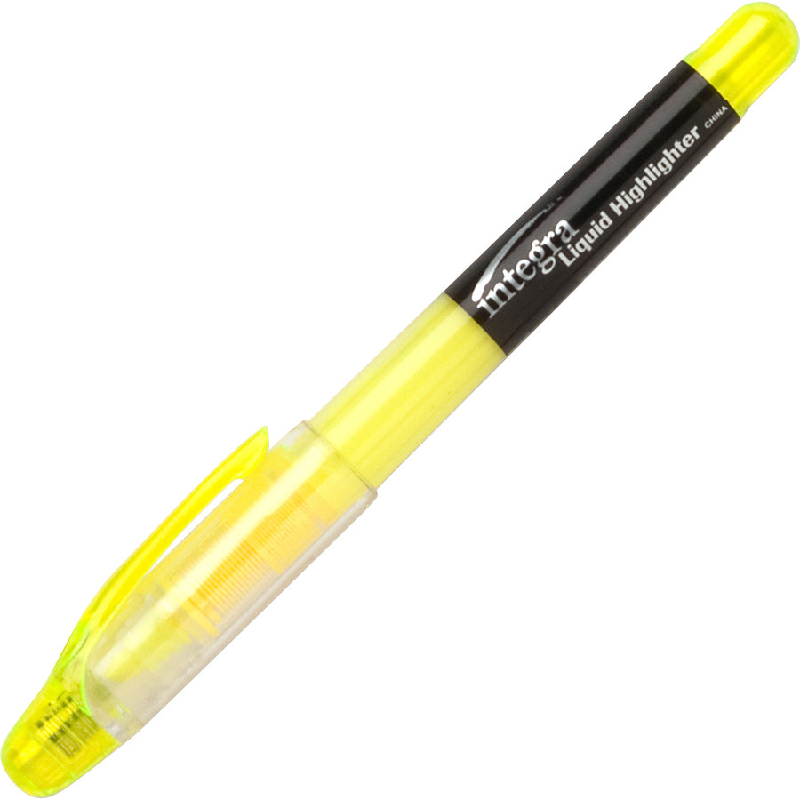 Integra Liquid Highlighters - Chisel Marker Point Style - Yellow - 1 Dozen -