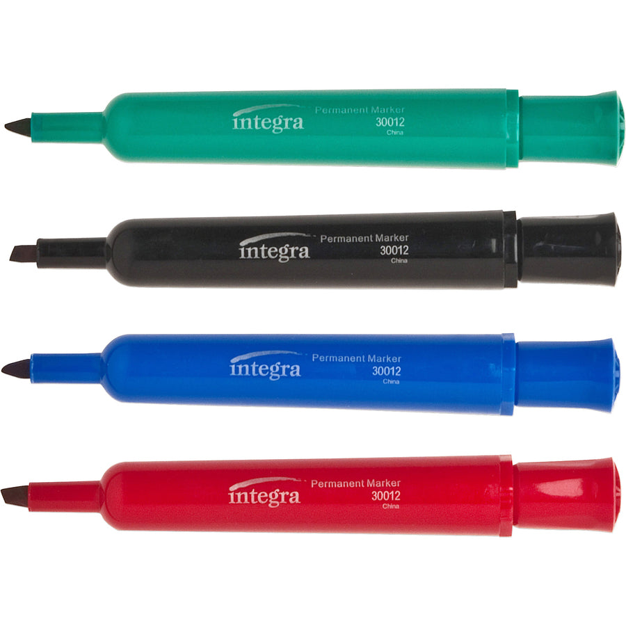 Integra Permanent Chisel Markers - Chisel Marker Point Style - Assorted - 4 / Set -