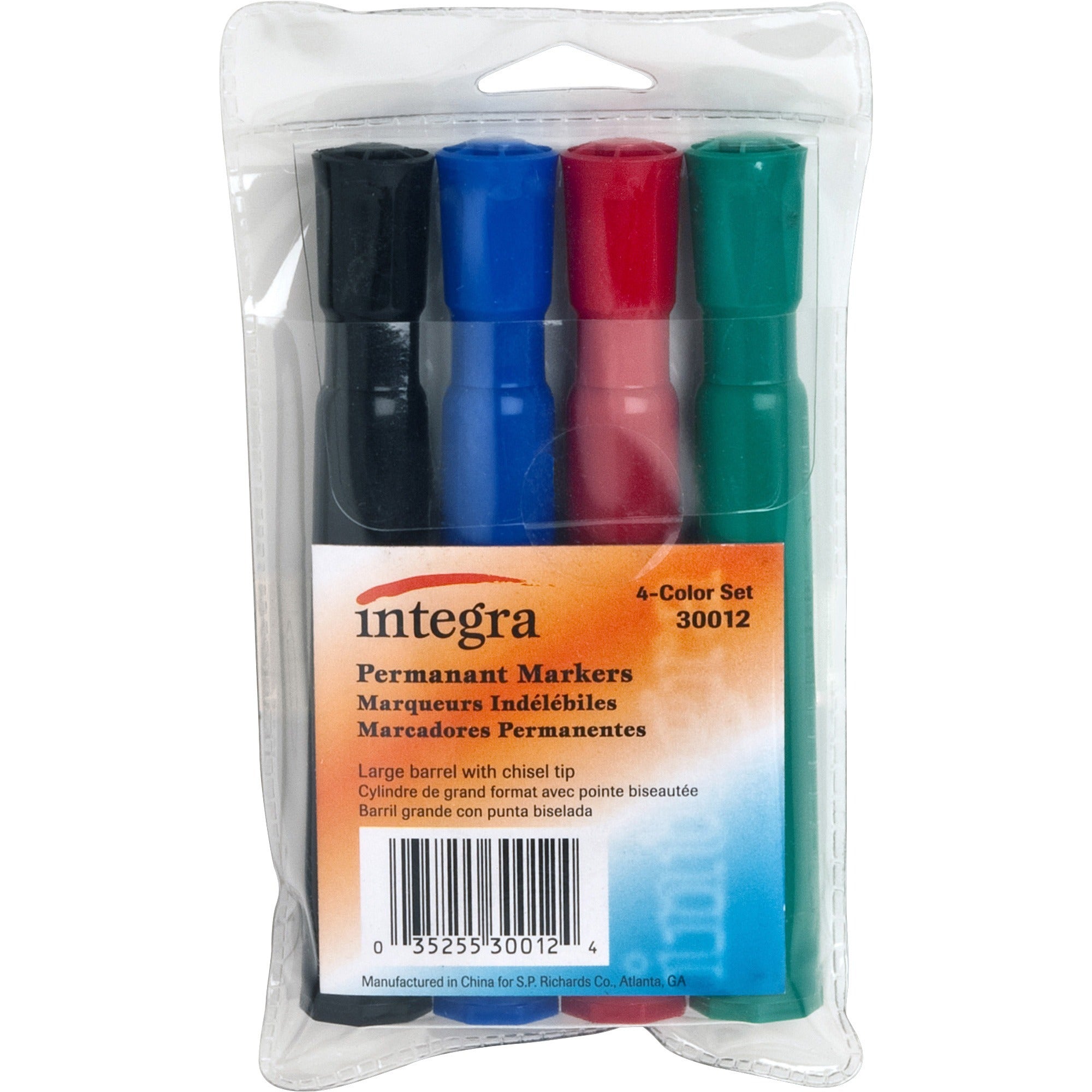 Integra Permanent Chisel Markers - Chisel Marker Point Style - Assorted - 4 / Set -