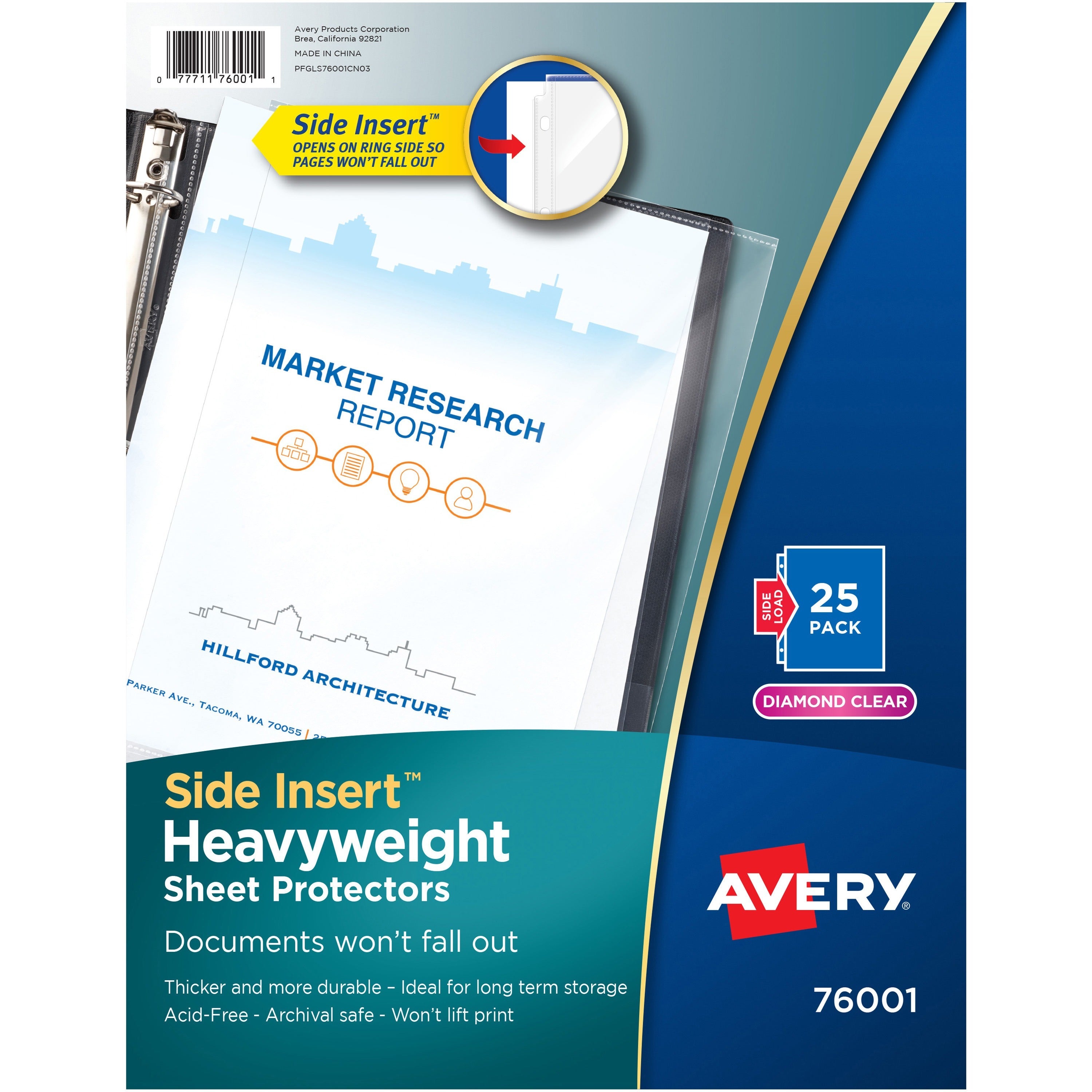 Avery Side Insert Sheet Protectors - For Letter 8 1/2" x 11" Sheet - Ring Binder - Side Loading - Clear - Polypropylene - 25 / Pack -