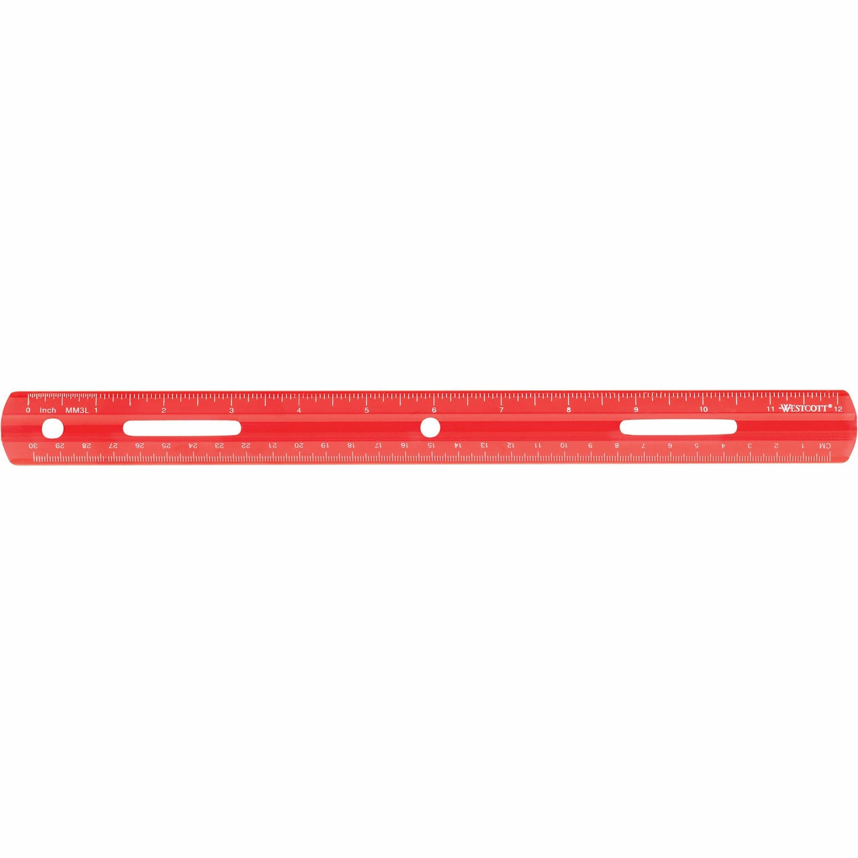westcott-12-plastic-ruler-12-length-1-16-graduations-imperial-metric-measuring-system-plastic-1-each-assorted_acm10526 - 2