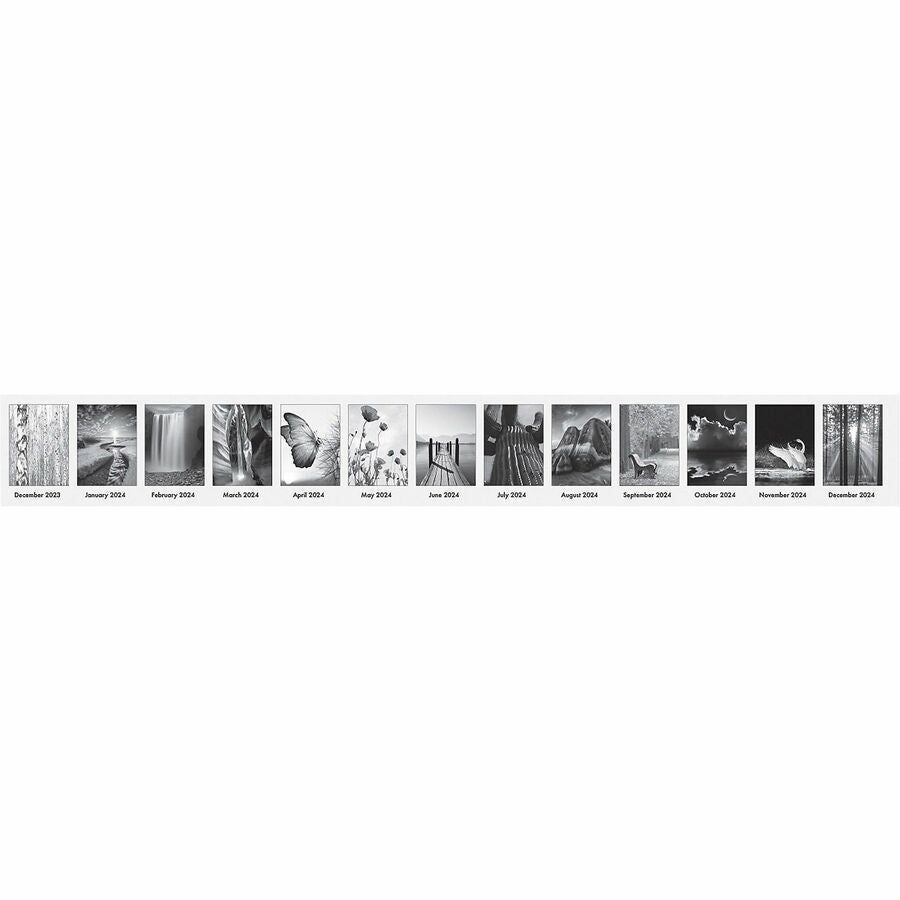 House of Doolittle Black on White Calendar Desk Pad - Julian Dates - Monthly - 13 Month - December 2023 - December 2024 - 1 Month Single Page Layout - 22" x 17" Sheet Size - 2.75" x 2.25" Block - Desk Pad - Black, White - Perforated Corner, Reference -