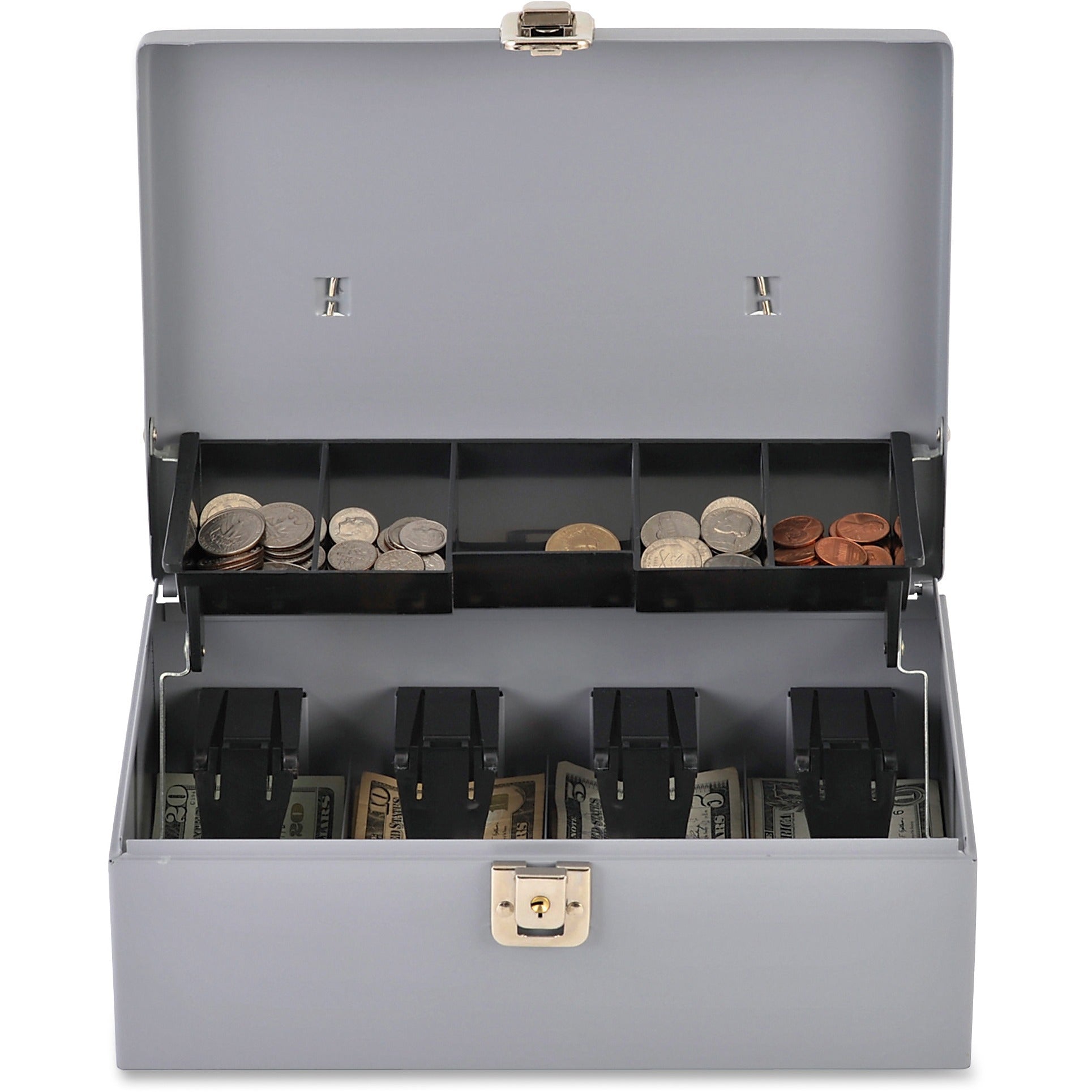 Sparco Controller Cash Box - 5 Coin - Gray - 3.4" Height x 11.4" Width x 7.5" Depth -