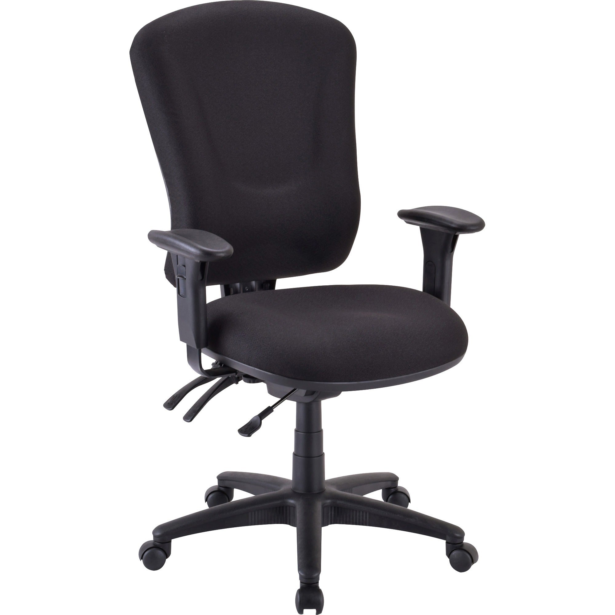 Lorell Contoured Managerial Task Chair - Black Polyester Seat - Black Frame - 1 Each -