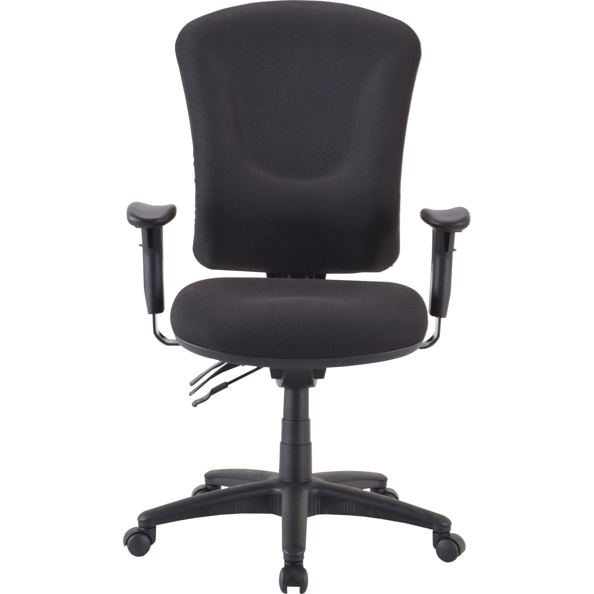 Lorell Contoured Managerial Task Chair - Black Polyester Seat - Black Frame - 1 Each -