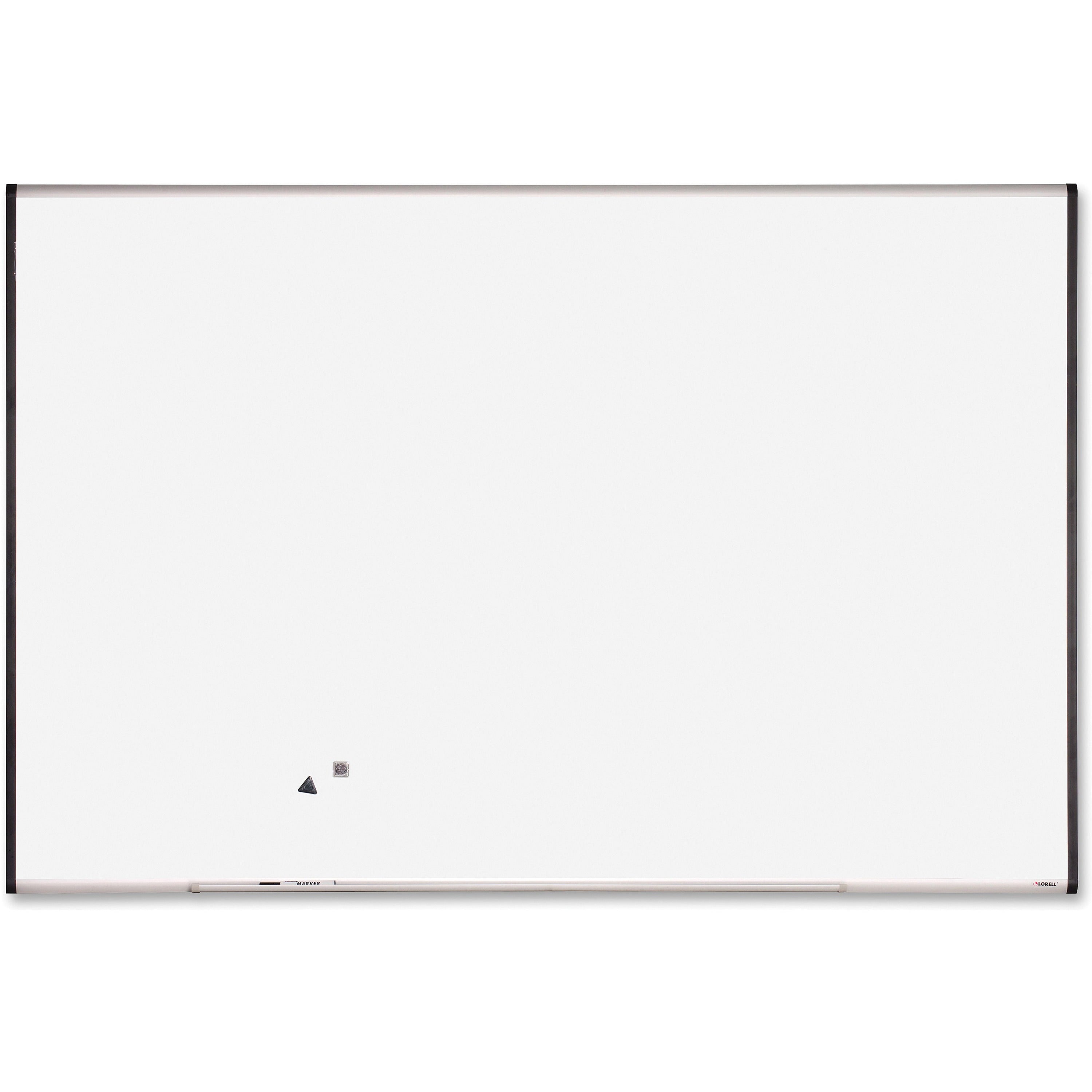 Lorell Signature Series Magnetic Dry-erase Markerboard - 72" (6 ft) Width x 48" (4 ft) Height - Coated Steel Surface - Silver, Ebony Frame - Magnetic - 1 Each -