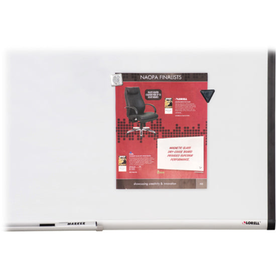 Lorell Signature Series Magnetic Dry-erase Markerboard - 72" (6 ft) Width x 48" (4 ft) Height - Coated Steel Surface - Silver, Ebony Frame - Magnetic - 1 Each -