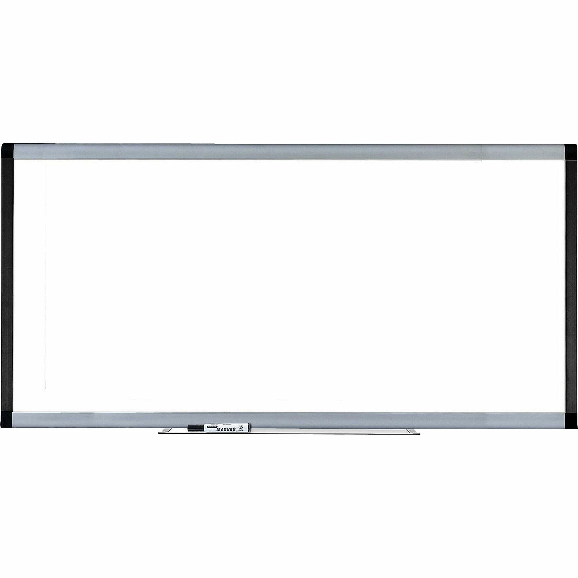 Lorell Signature Series Magnetic Dry-erase Markerboard - 96" (8 ft) Width x 48" (4 ft) Height - Coated Steel Surface - Silver, Ebony Frame - Magnetic - 1 Each -