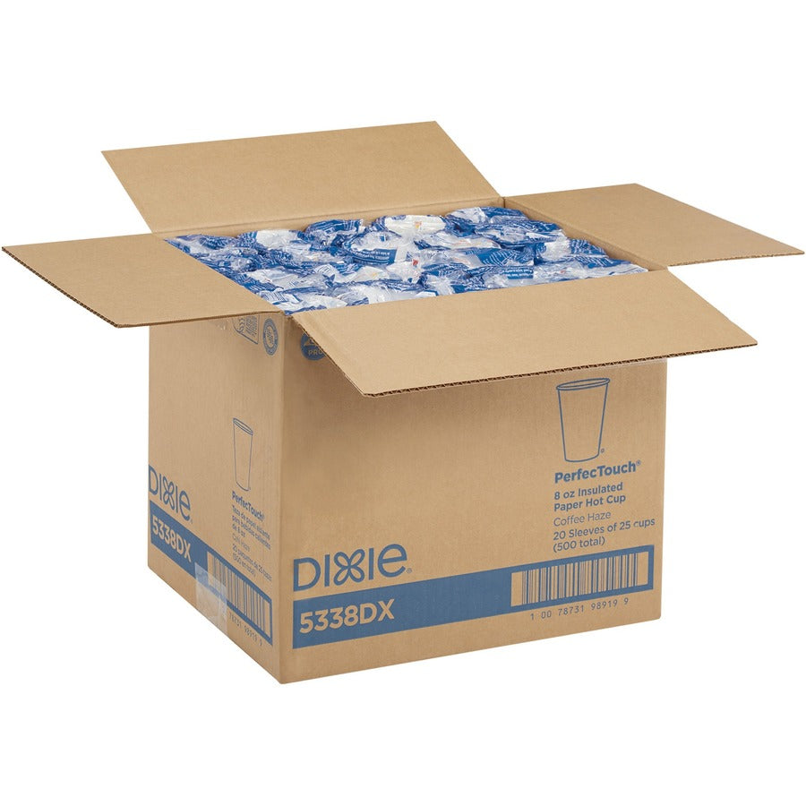Dixie PerfecTouch 8 oz Insulated Paper Hot Coffee Cups by GP Pro - 25 / Pack - 20 / Carton - Paper - Hot Drink, Coffee -